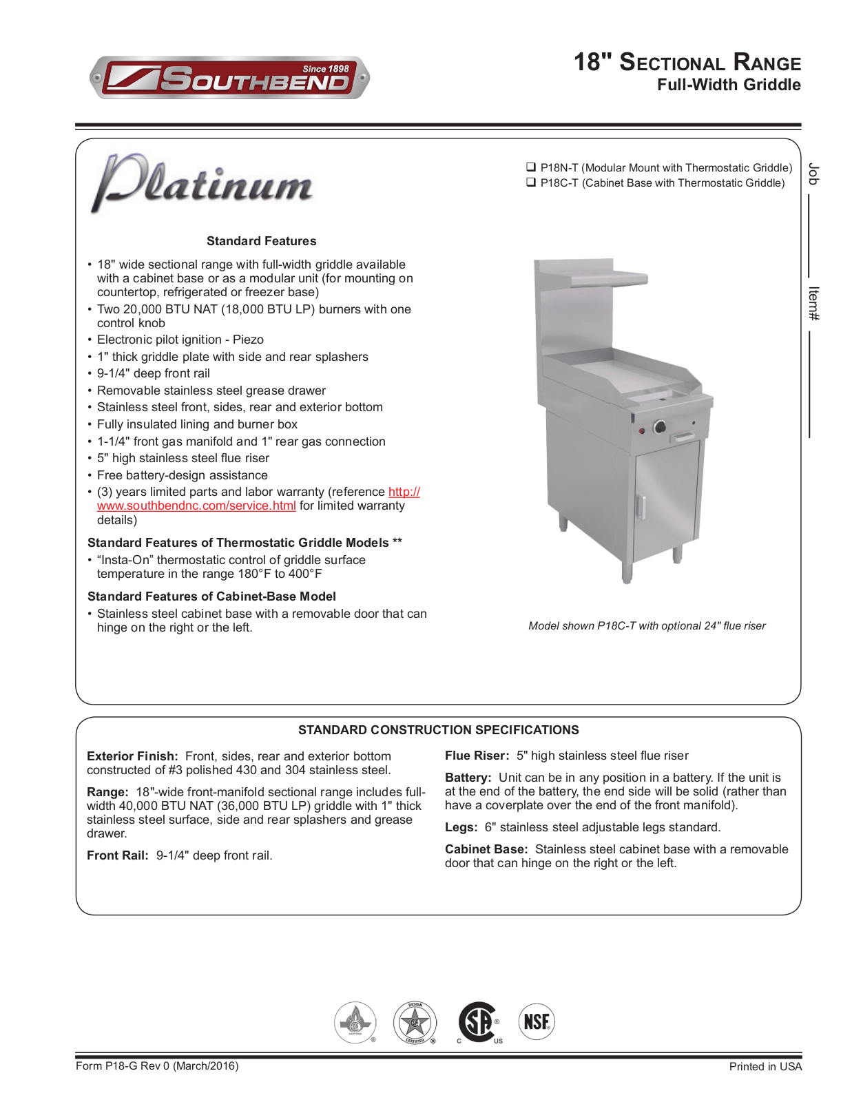 Southbend P18C-T User Manual