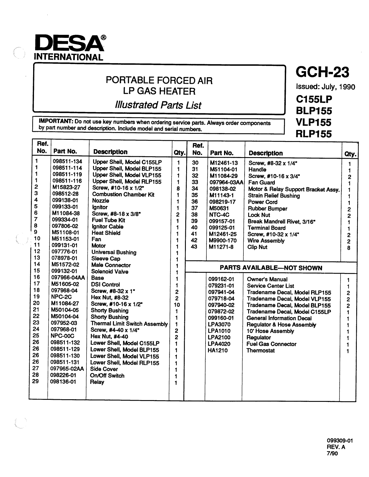 Desa Tech BLP155, C155LP, VLP155 Owner's Manual