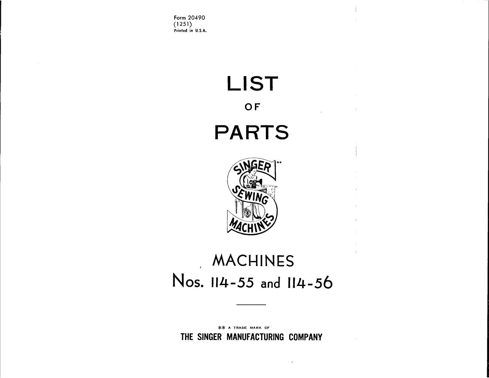 Singer 114-55 User Manual