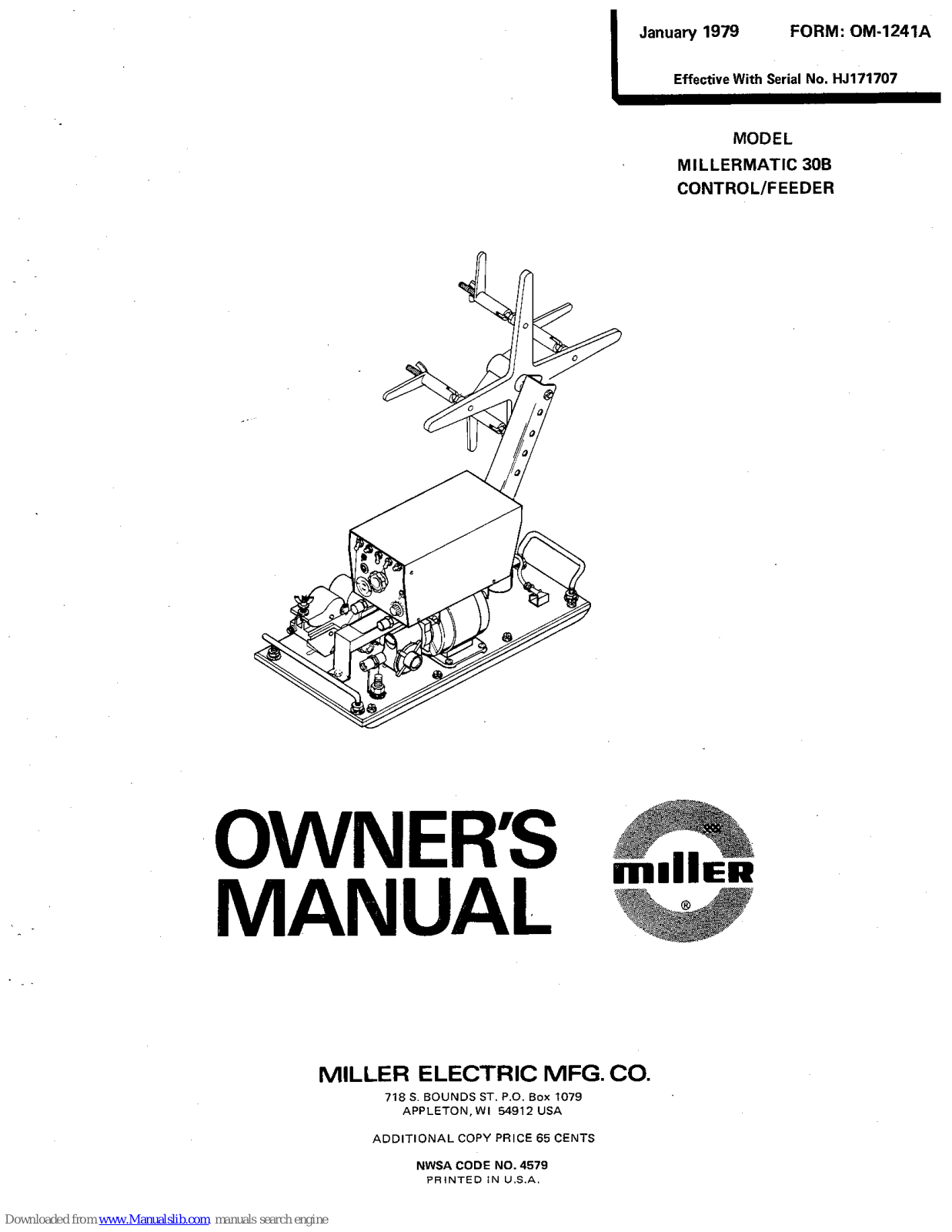 Miller Electric MILLERMATIC 30B Owner's Manual