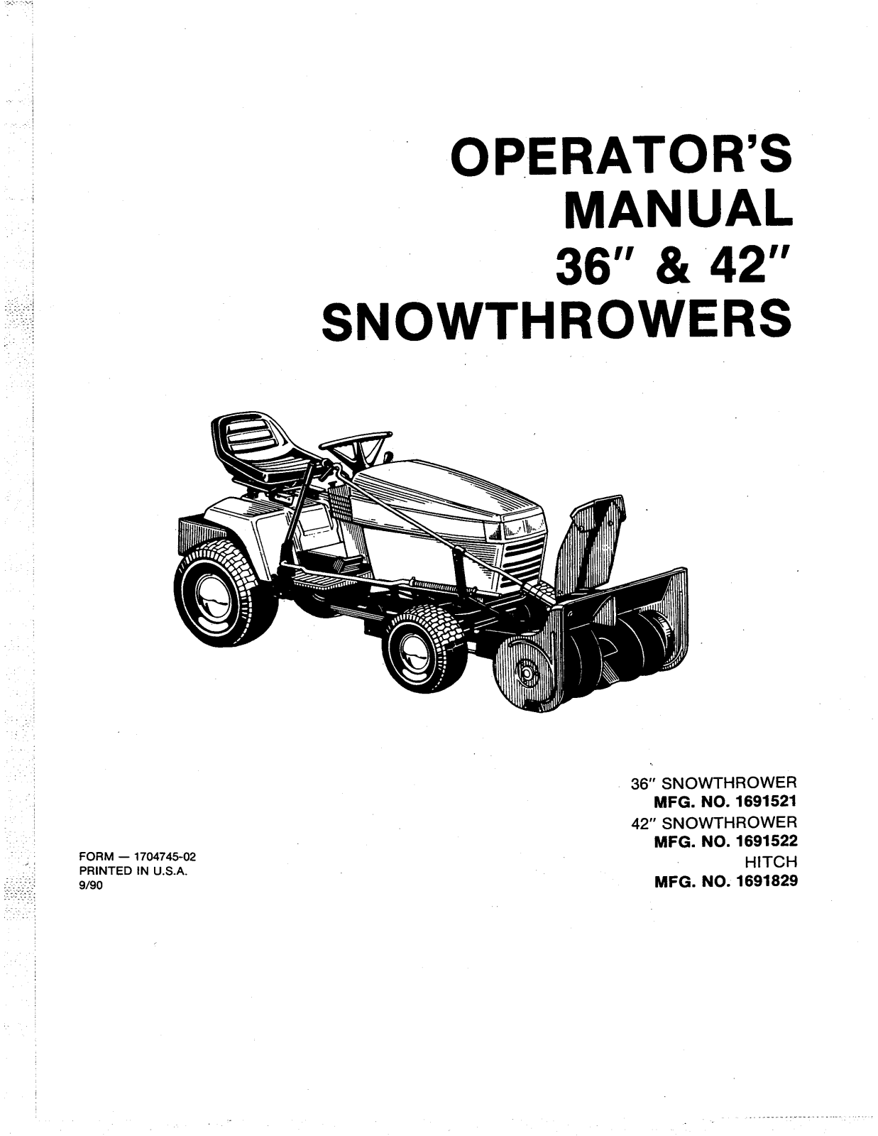 Snapper 1691829, 1691521, 1691522 User Manual