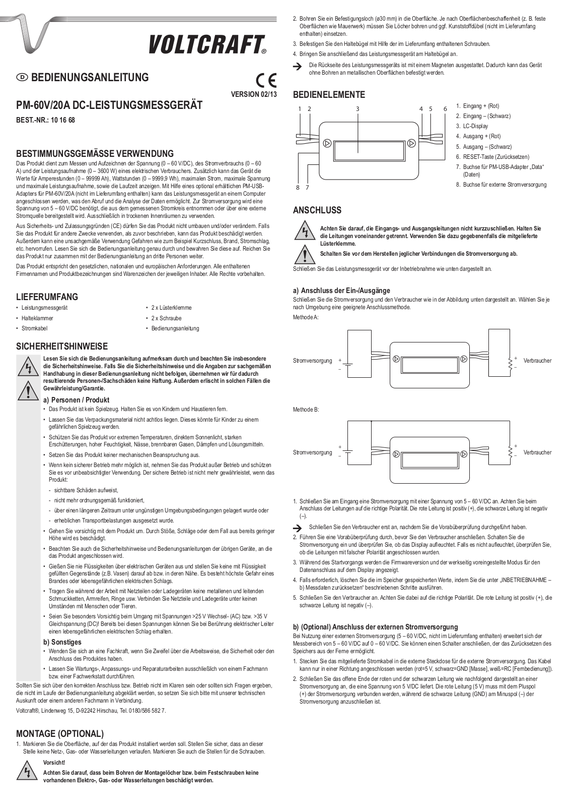 VOLTCRAFT PM-60V/20A User guide