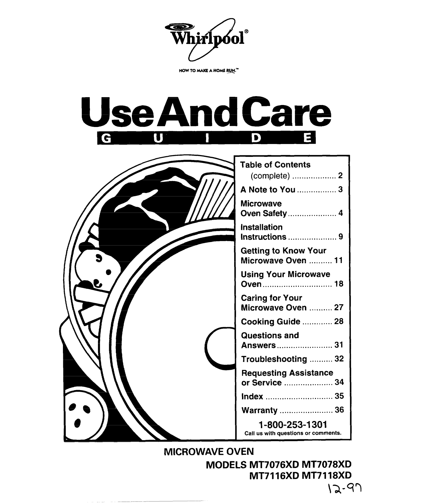 Whirlpool MT7116XD, MT7118XD, MT7078XD User Manual