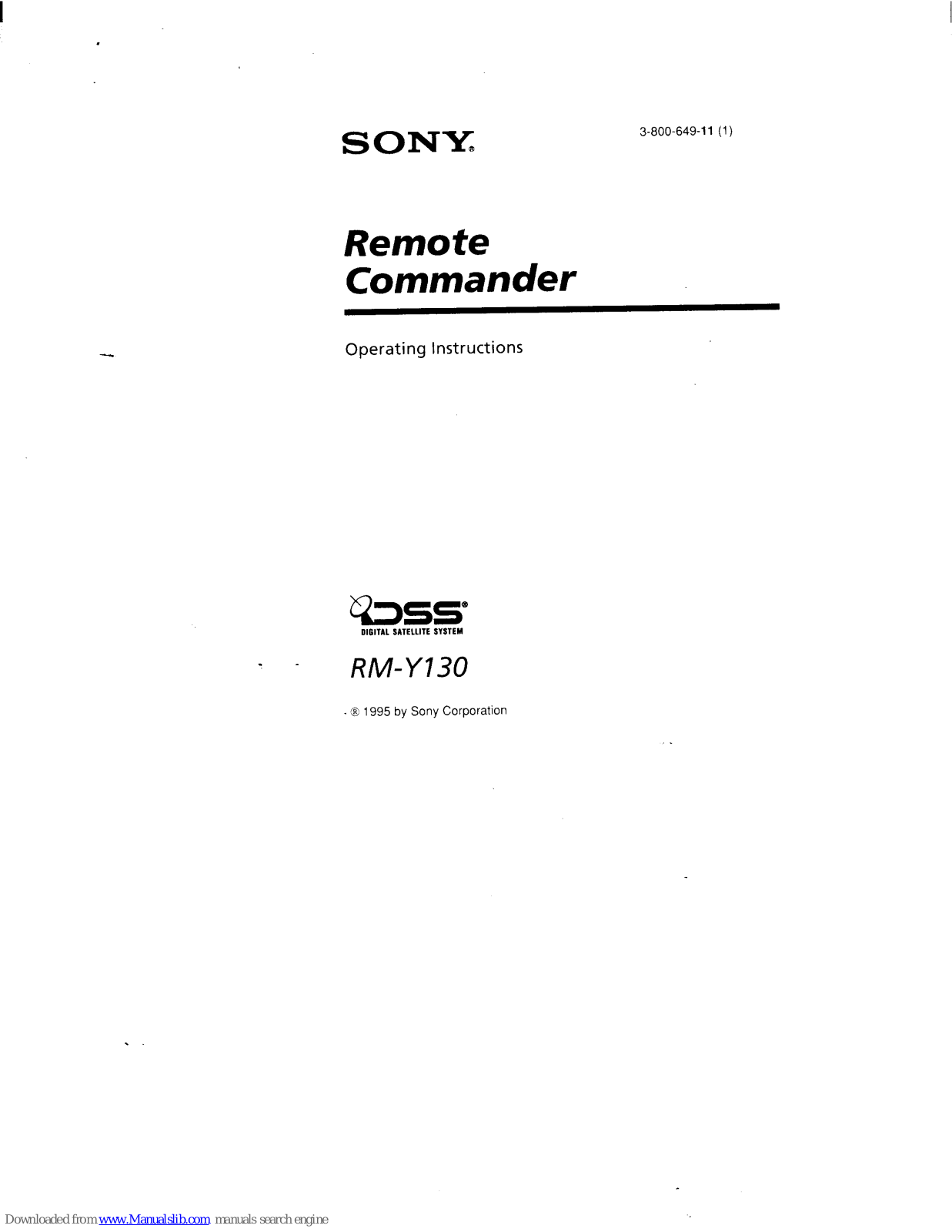 Sony RM-Y130 Primary User Manual