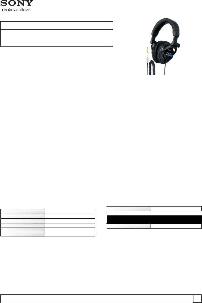 Sony MDR-7509/1 Specification