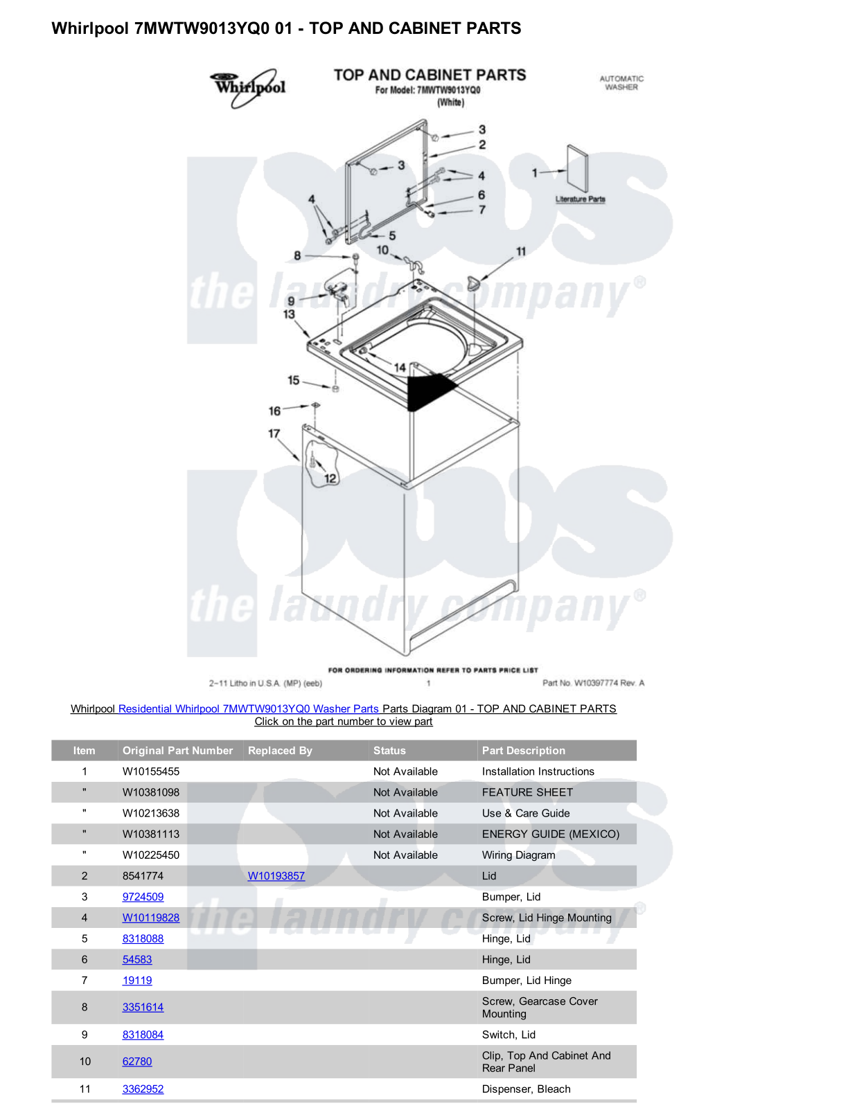 Whirlpool 7MWTW9013YQ0 Parts Diagram