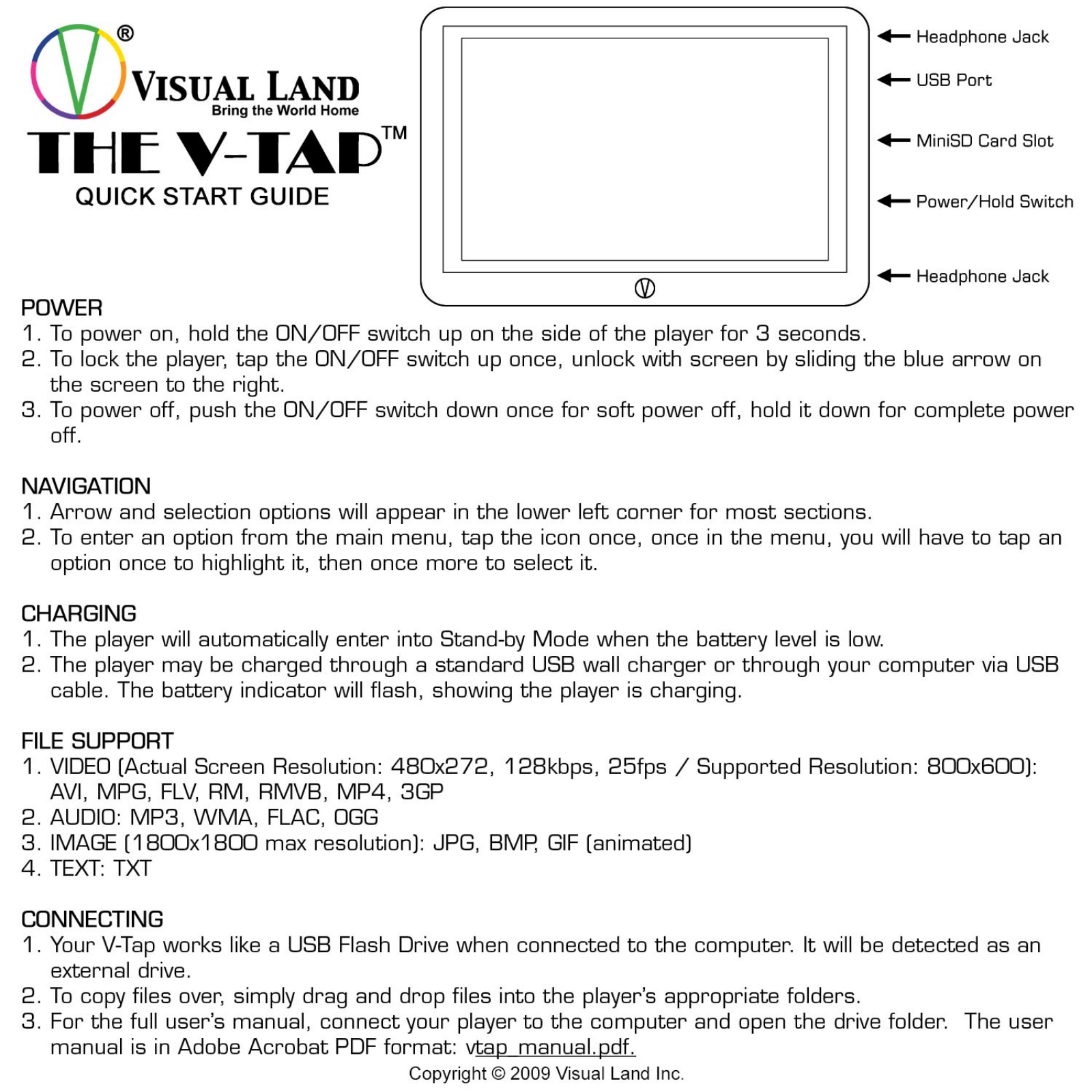 Visual Land V-Tap, VL 902 Quick Start Guide