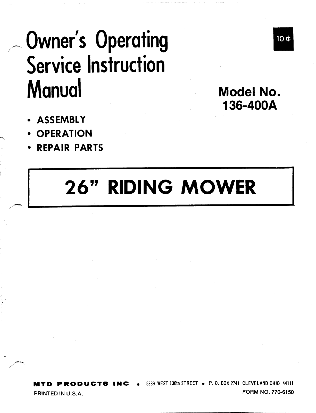 MTD 136-400A User Manual