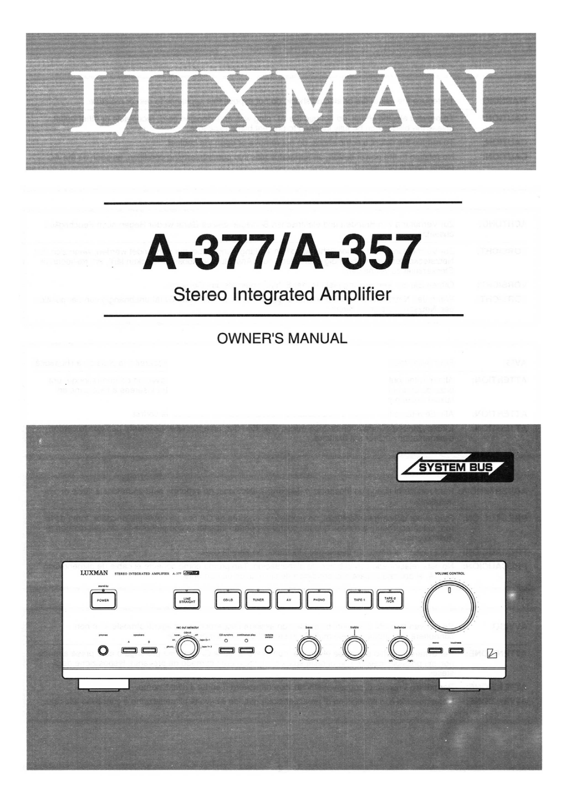 Luxman A-377, A-357 Owners Manual