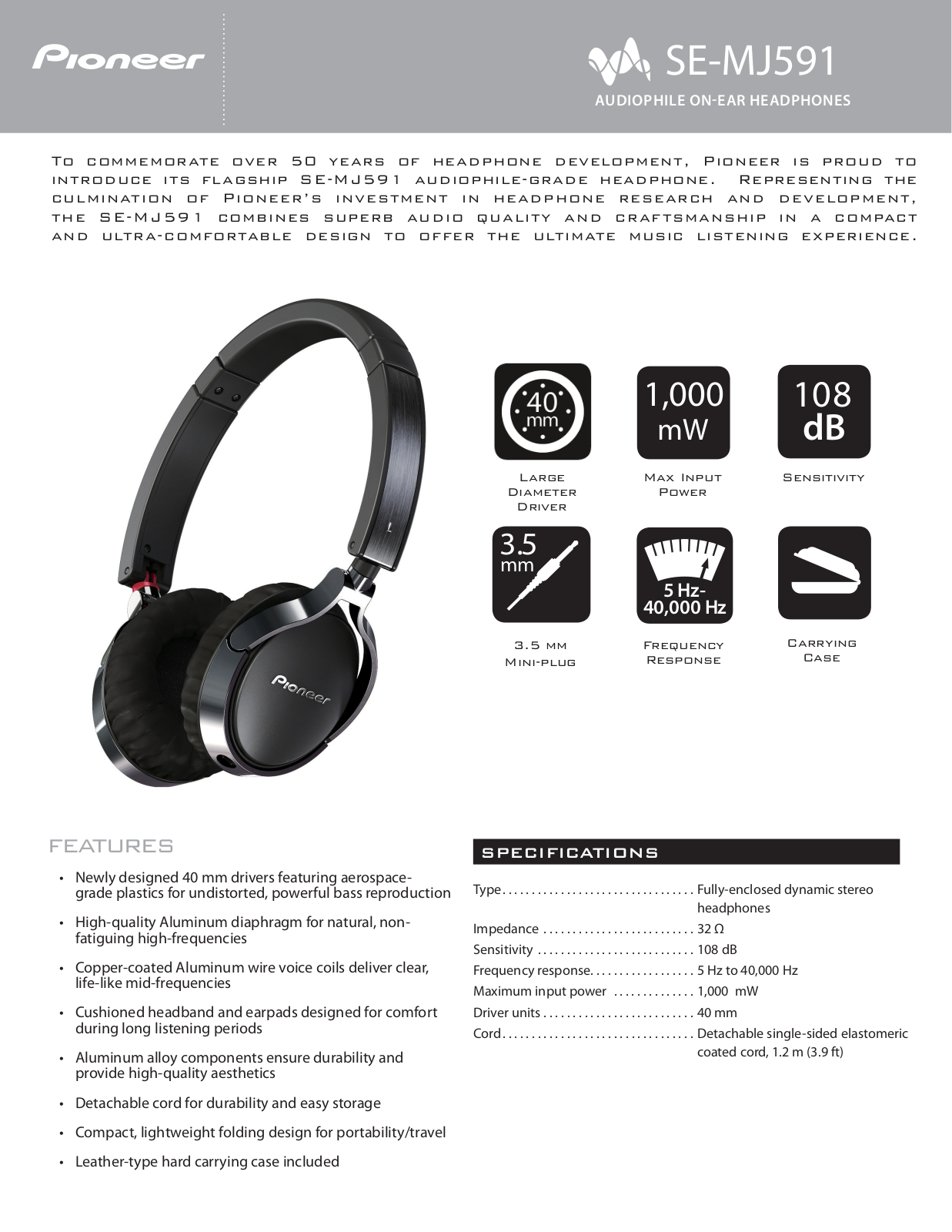 Pioneer SE-MJ591 User Manual