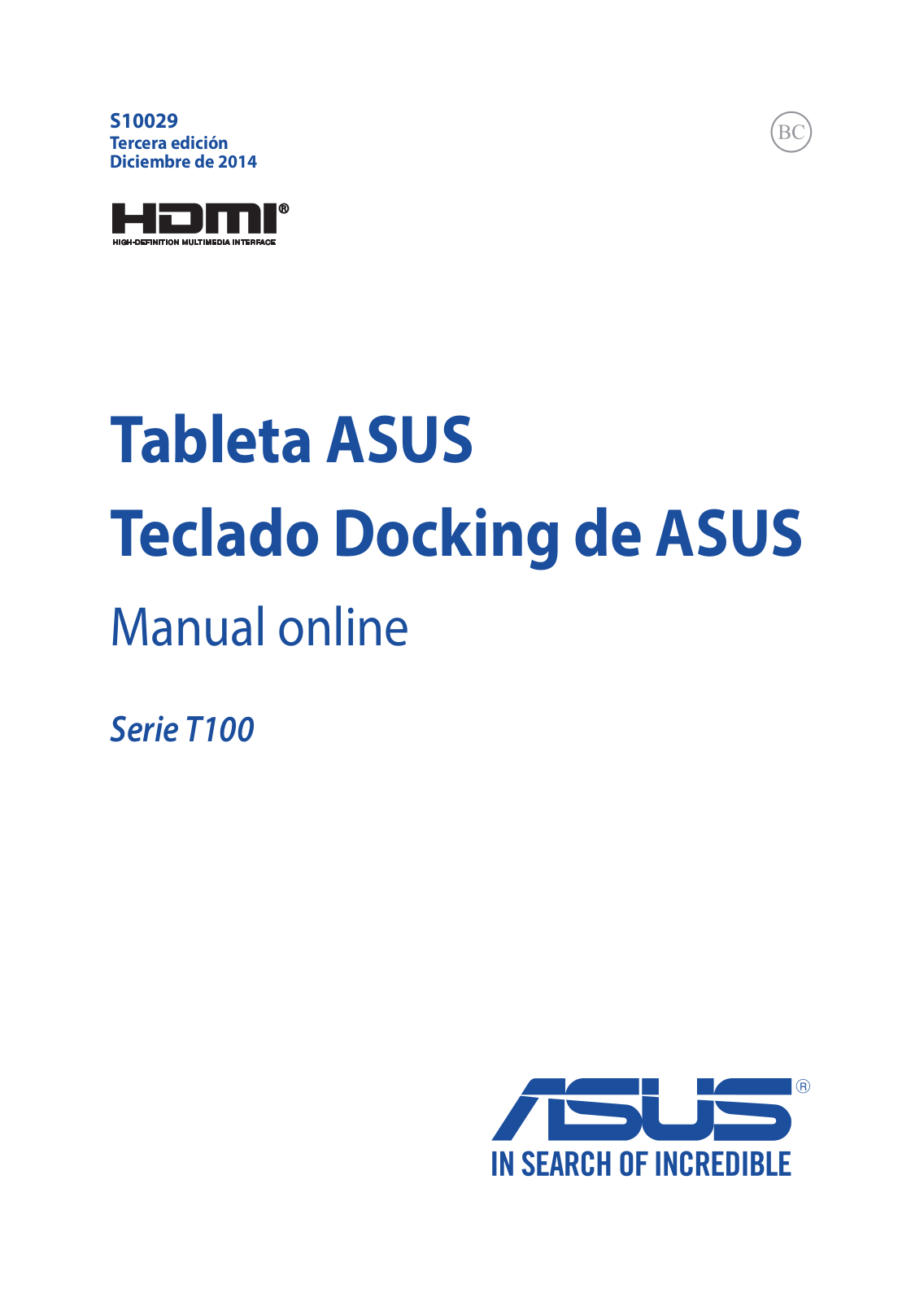 ASUS T100TAF, S10029 User Manual