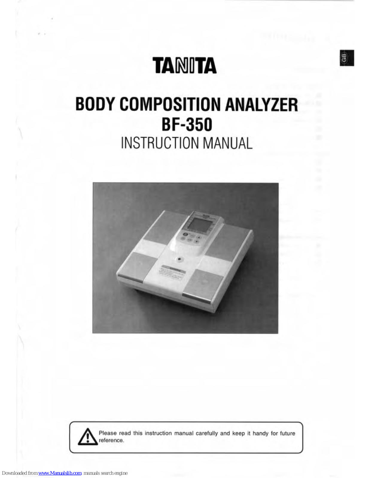 Tanita Body Composition Analyzer BF-350 Instruction Manual