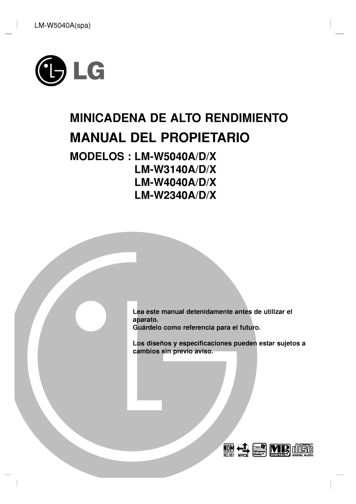 Lg LM-W4040A User Manual