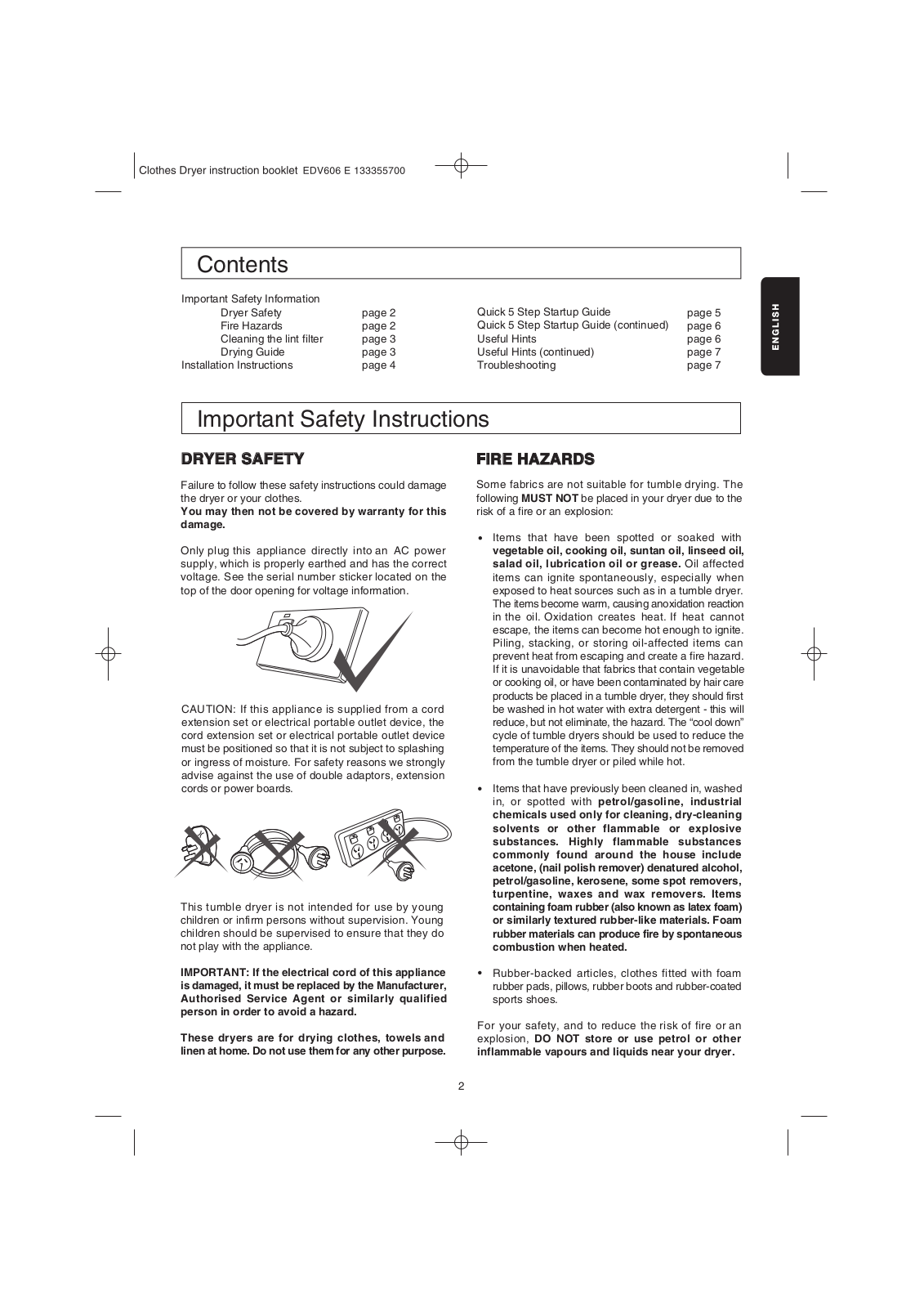 AEG EDV606E User Manual