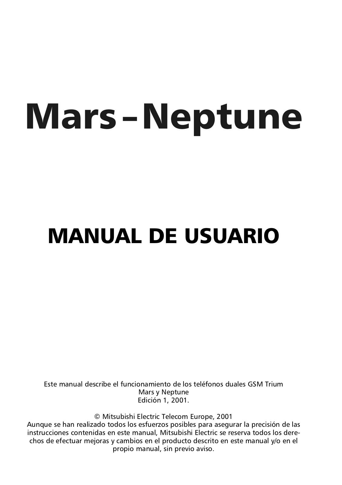 Mitsubishi TRIUM NEPTUNE, TRIUM MARS User Manual