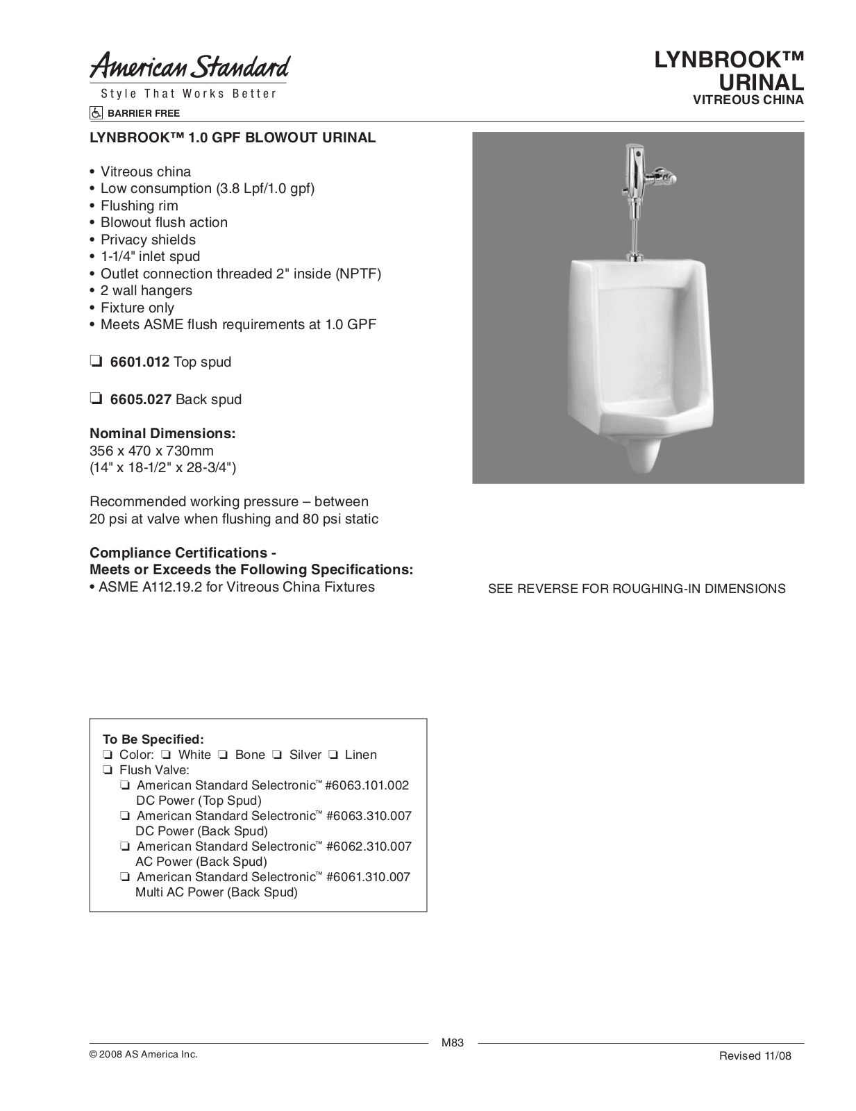 American Standard 6605.027, 6601.012 User Manual