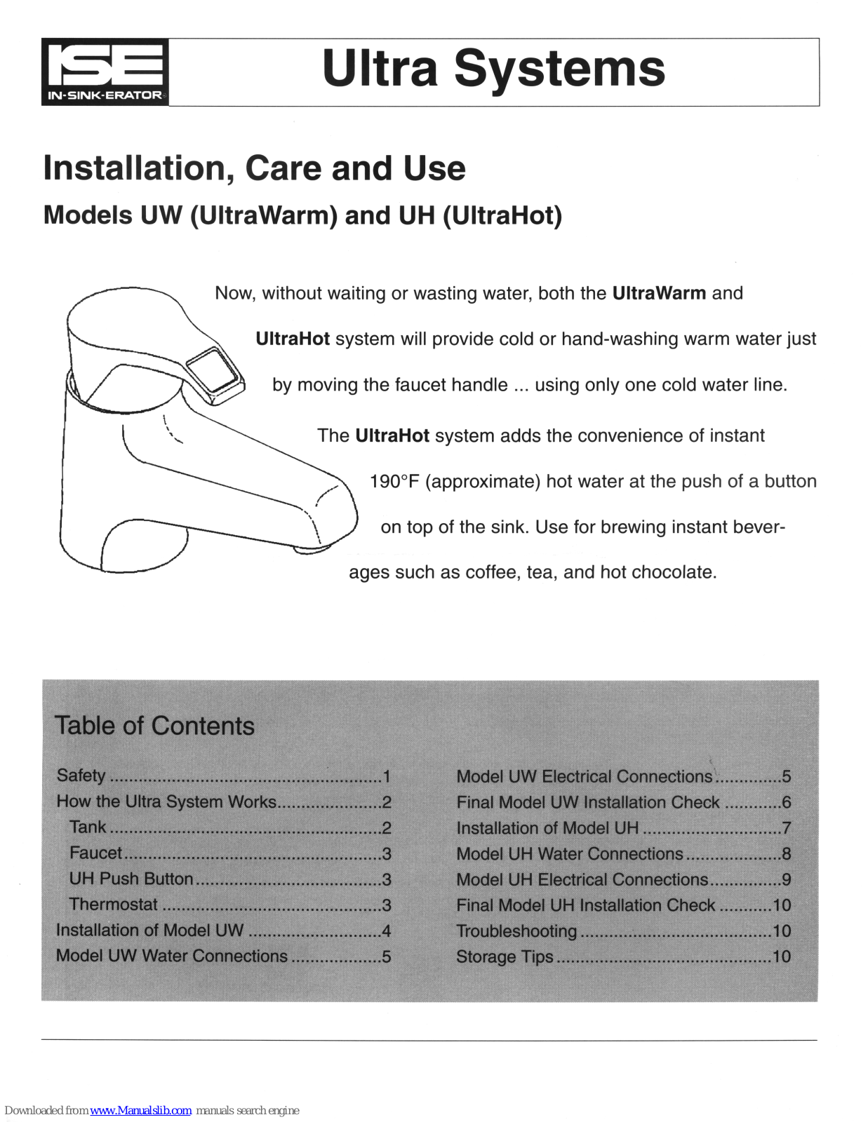 ISE UW UltraWarm, UH UltraHot Installation, Care & Use Manual - ManualMachine.com