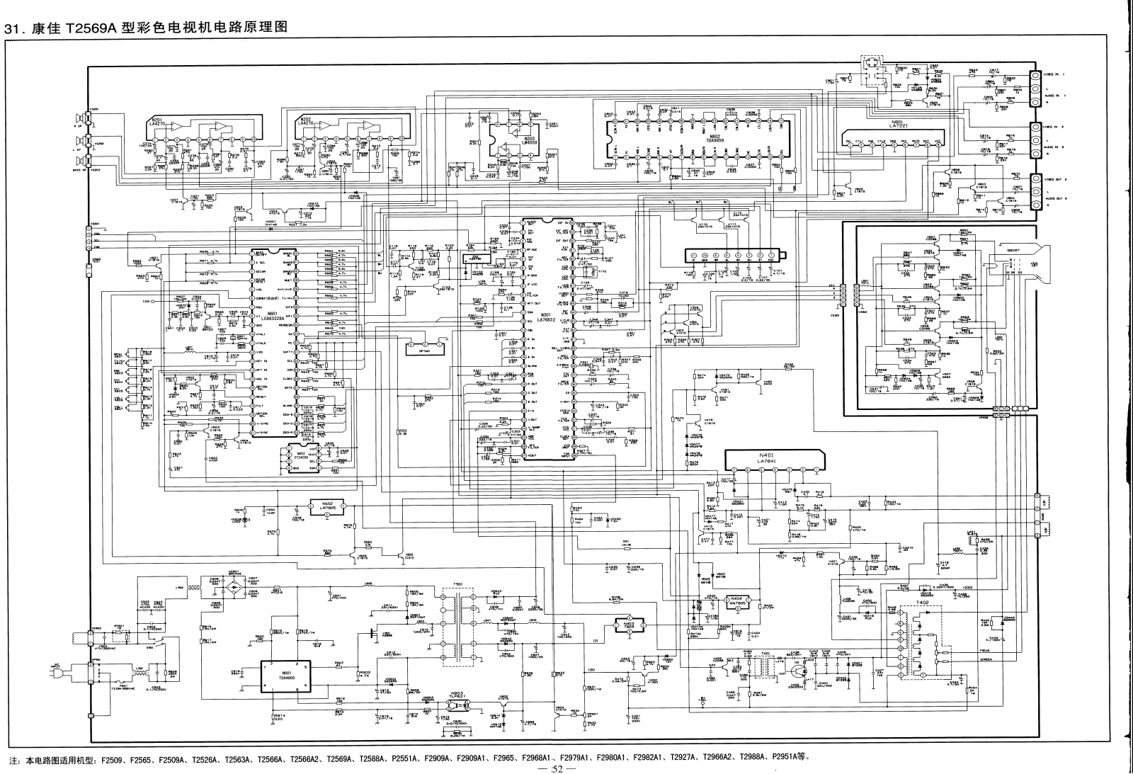 China KONKA LA4270, LC863328A, LA76832, LA7841, TDA4605 Schematic