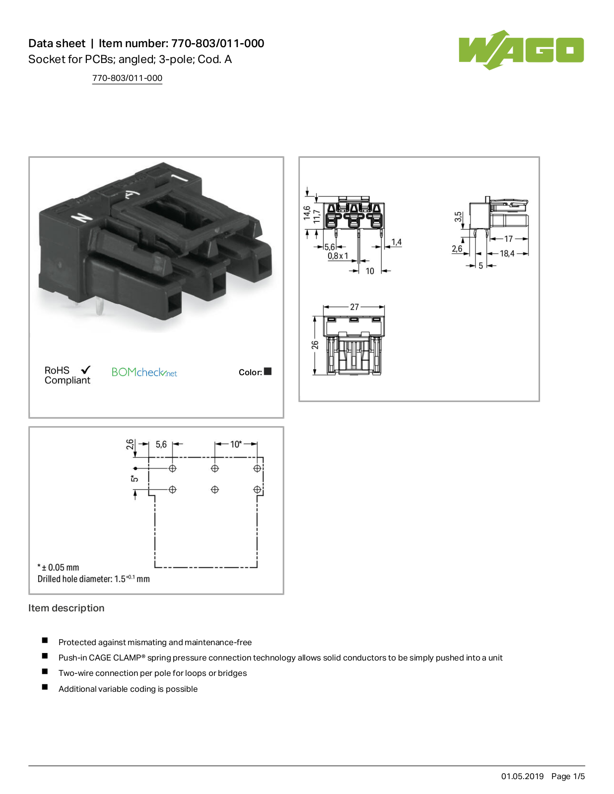 Wago 770-803/011-000 Data Sheet