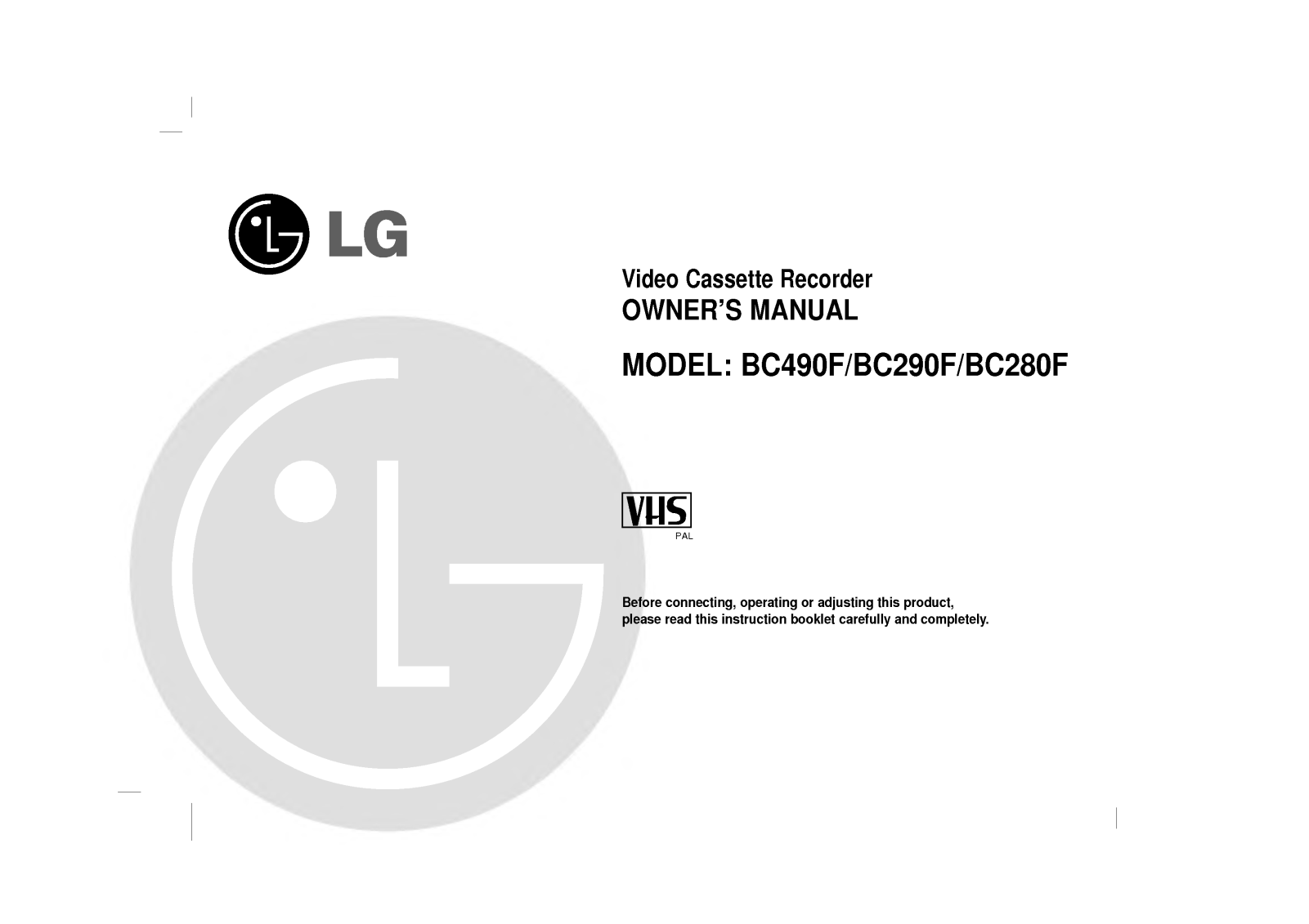 LG BC290F, BC490F Manual