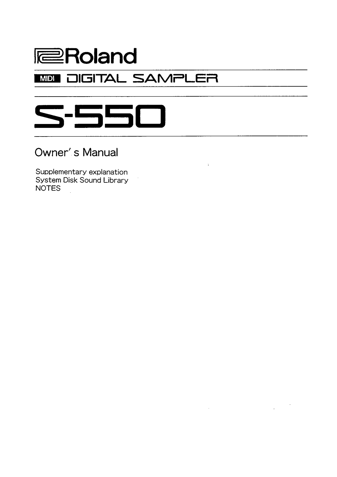 Roland S 550 Service Manual