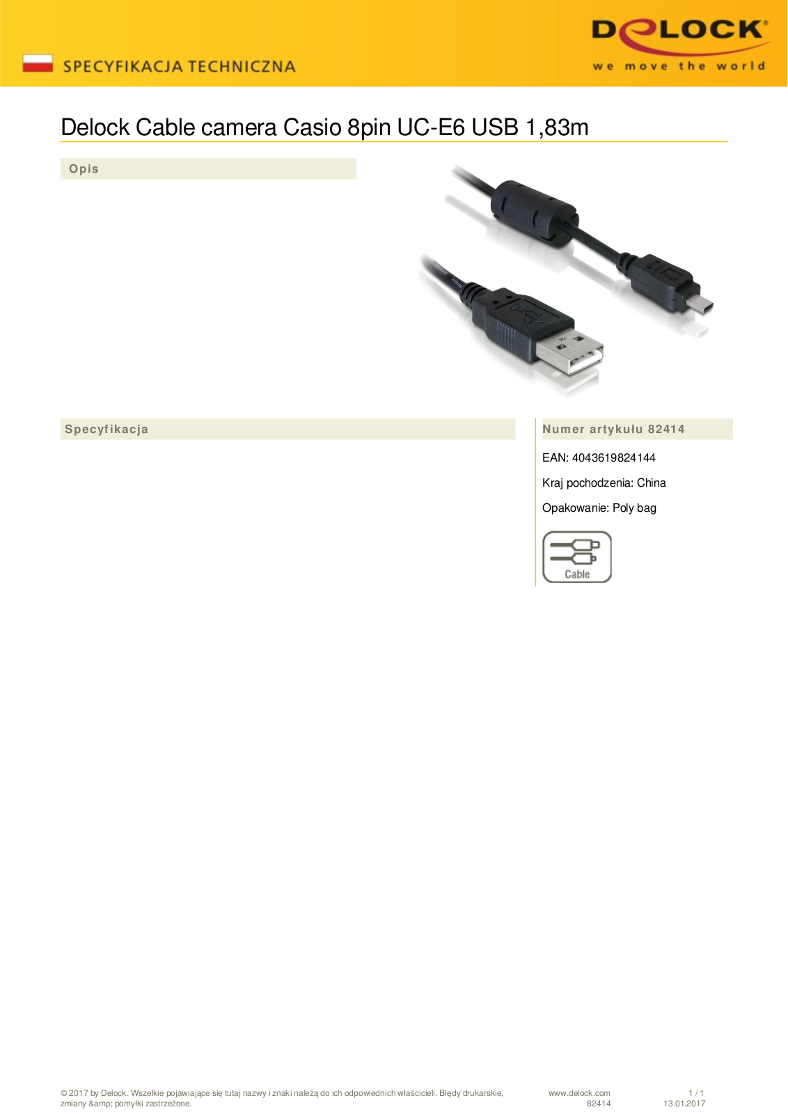 DeLOCK UC-E6 USB cable User Manual