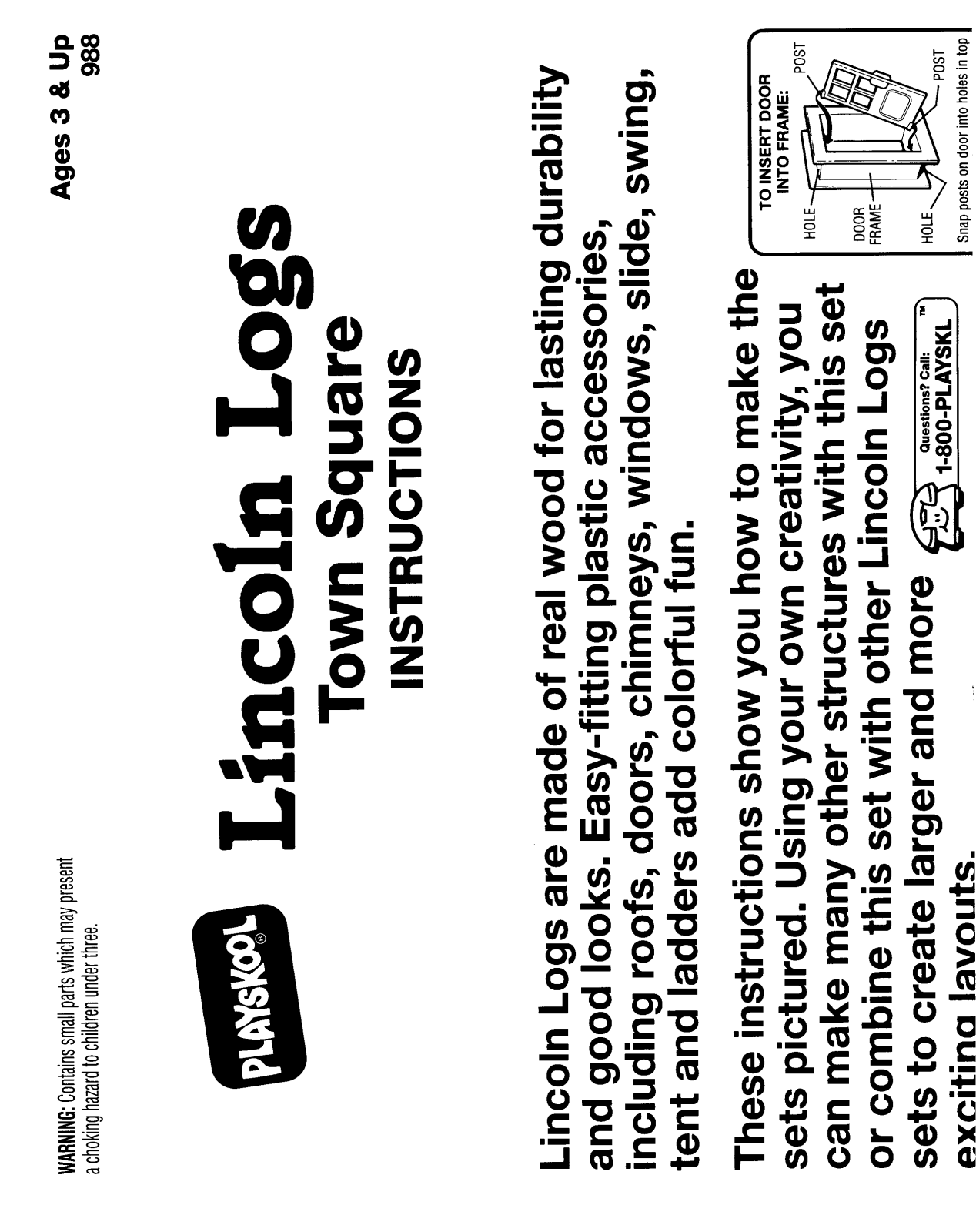 Hasbro LINCOLN LOGS TOWN SQUARE User Manual