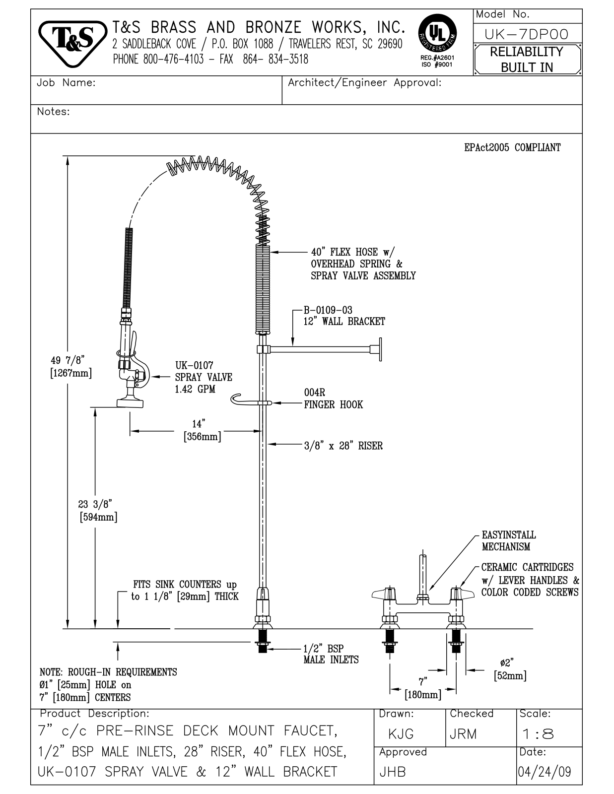 T&S Brass UK-7DP00 User Manual