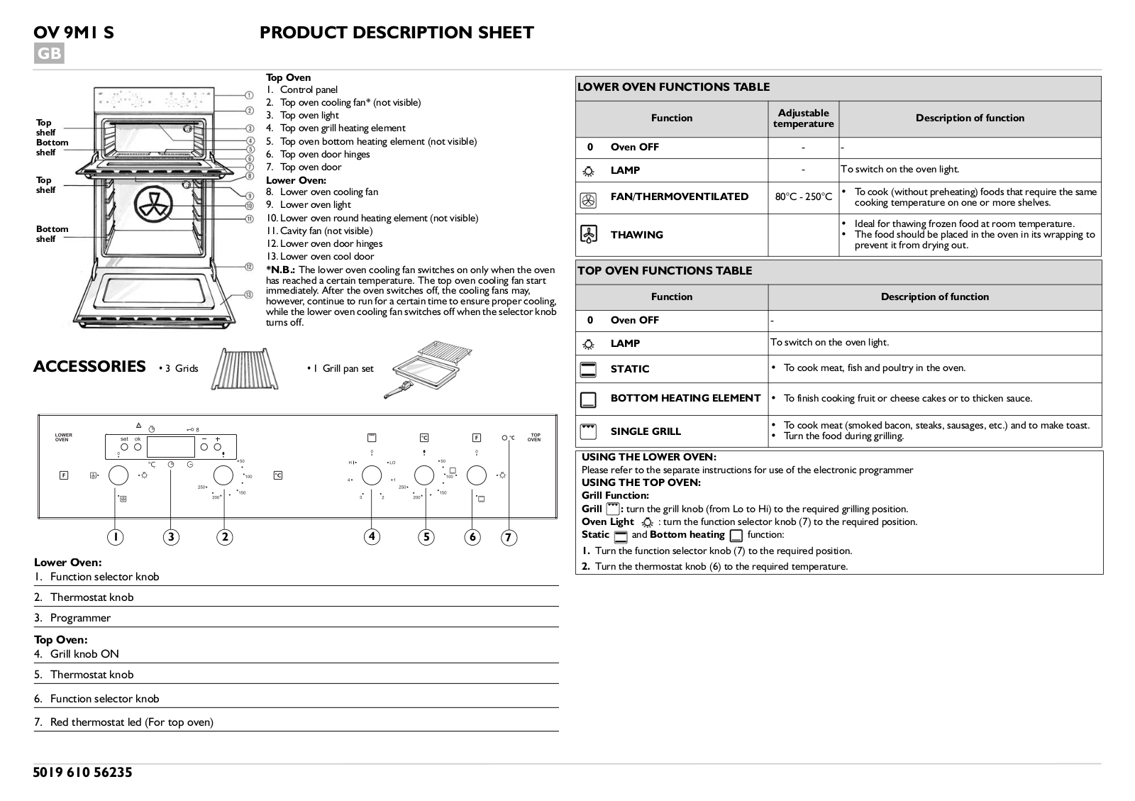 Whirlpool OV 9M1 S INSTRUCTION FOR USE