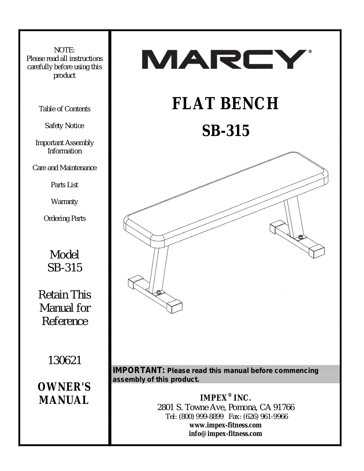 Impex SB-315 Owner's Manual