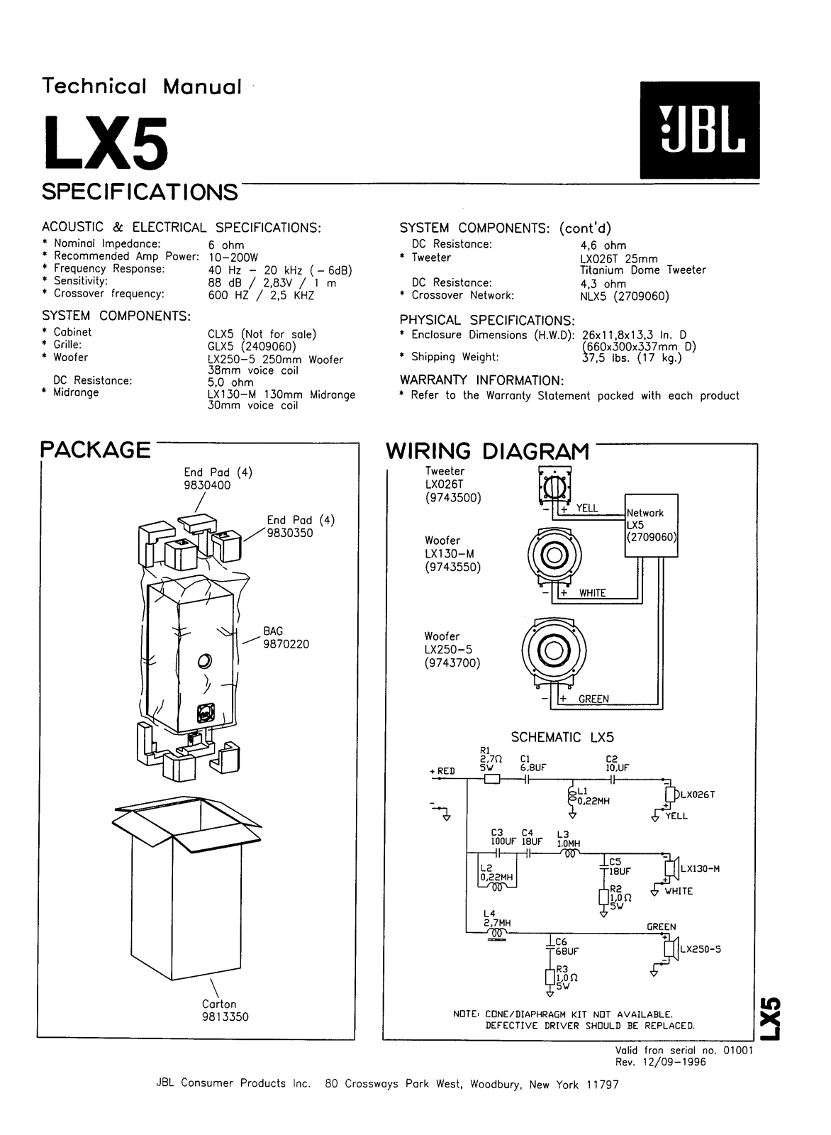 JBL LX5 User Manual