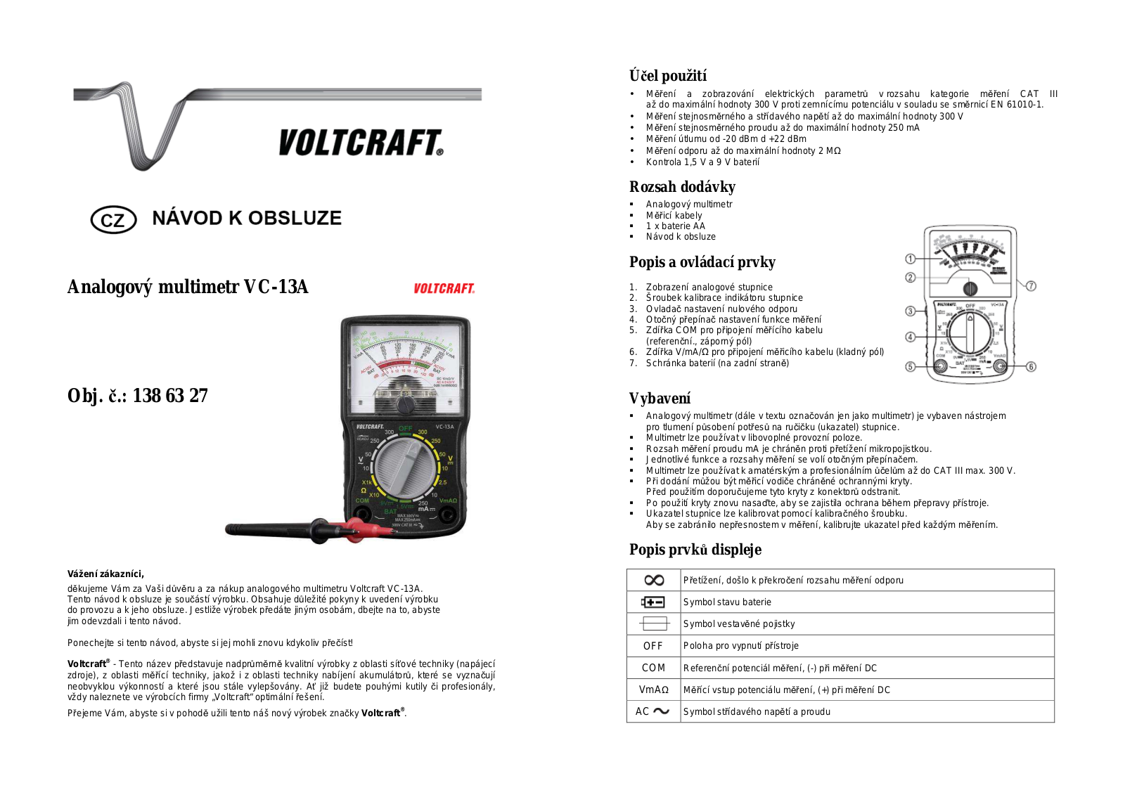 VOLTCRAFT VC-13A User guide