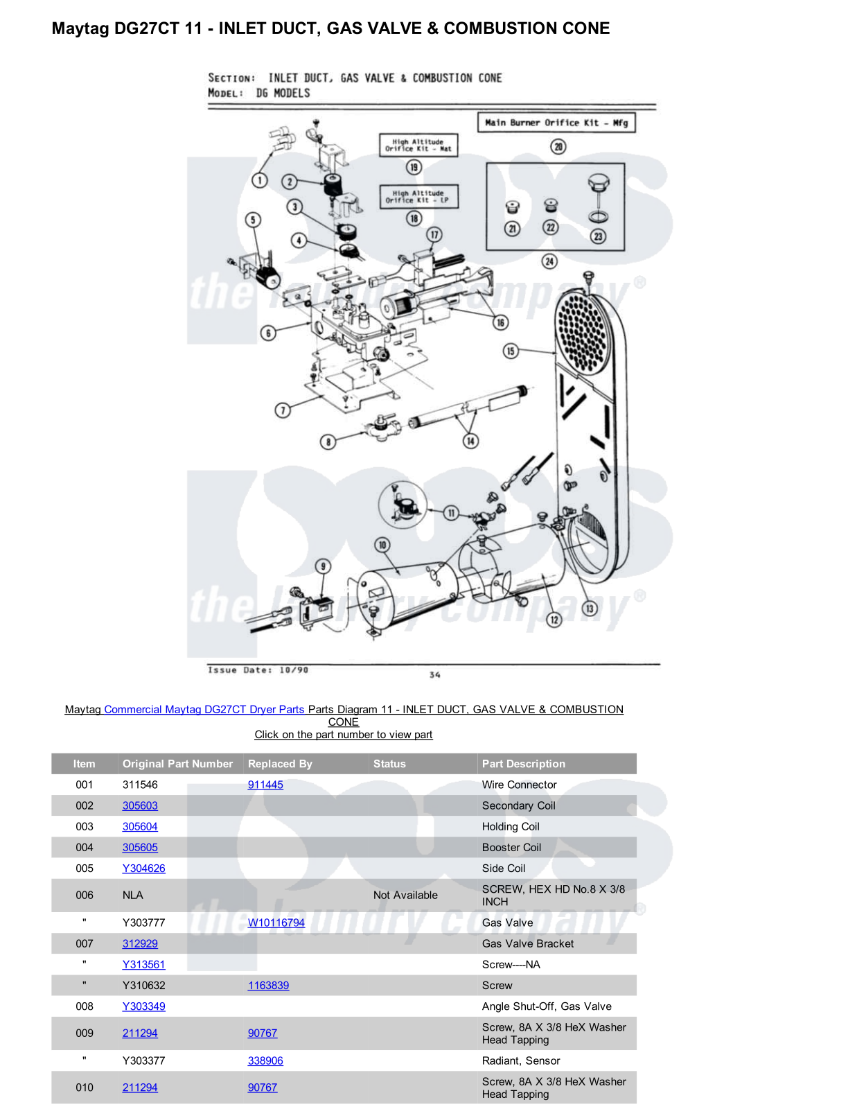 Maytag DG27CT Parts Diagram