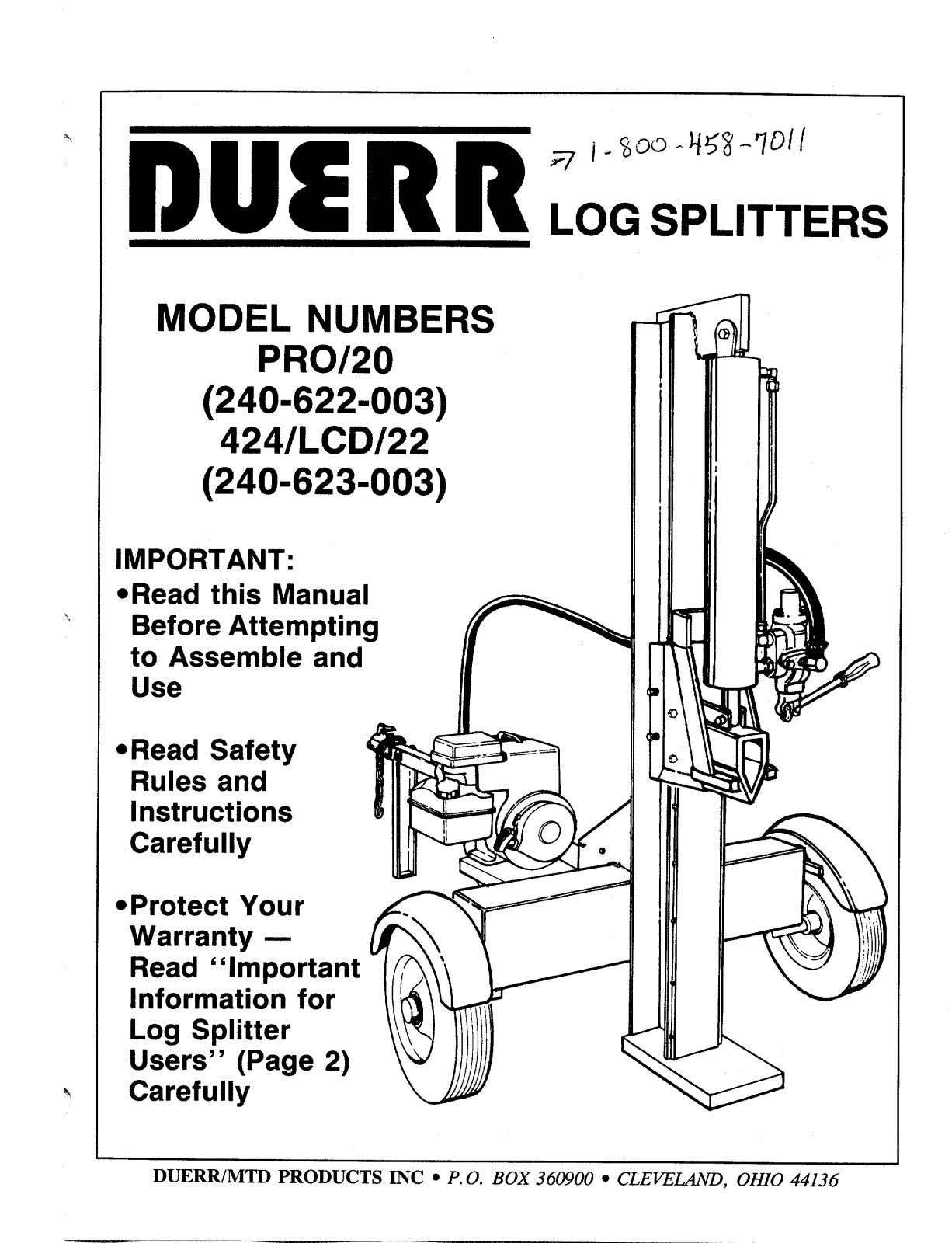 MTD 240-622-003 User Manual