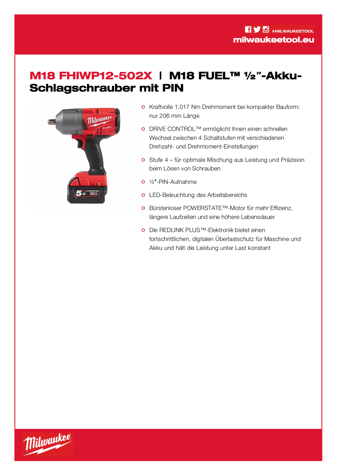 Milwaukee M18 FHIWP12-502X User Manual