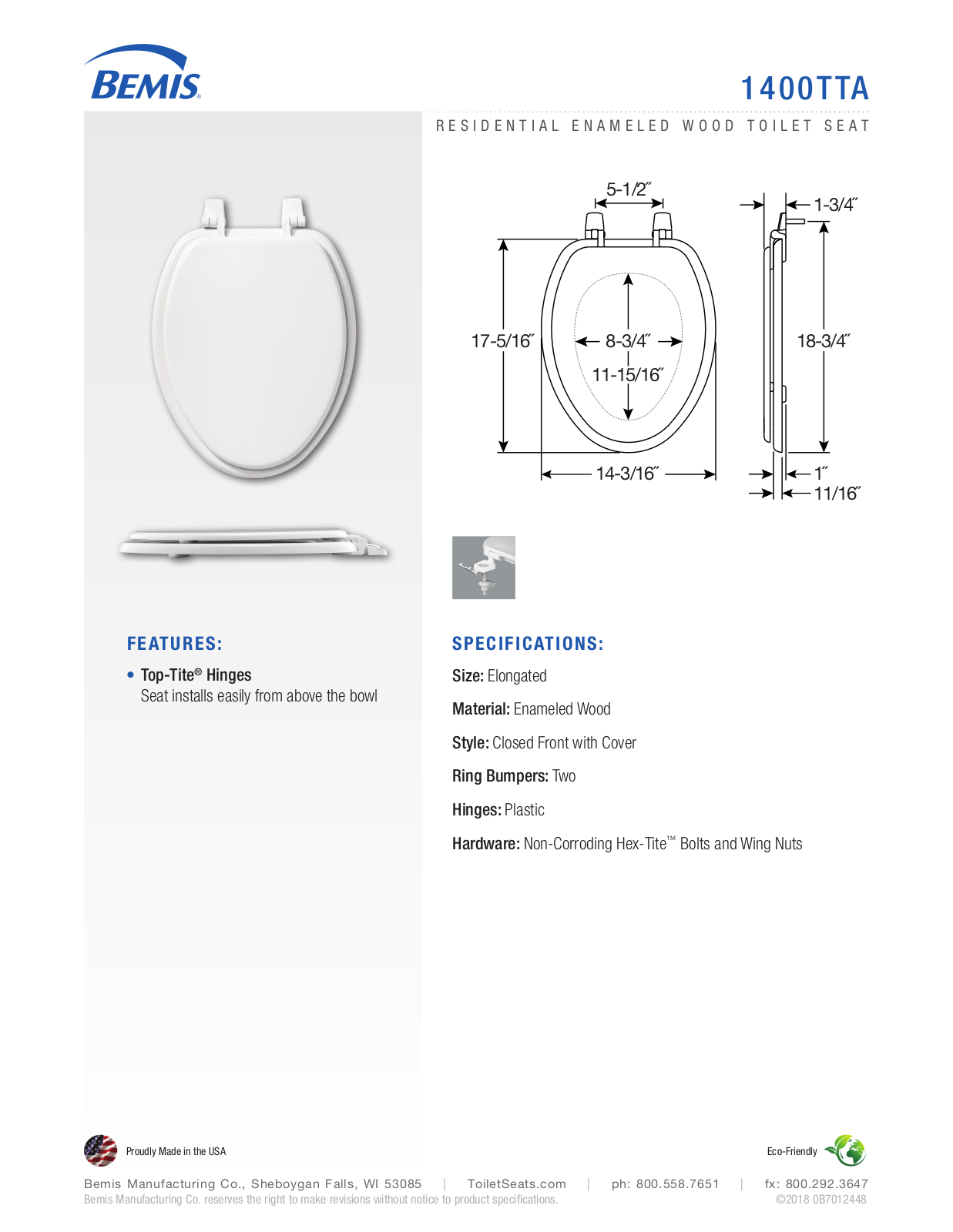 Bemis RCH10053 Specifications - ManualMachine.com