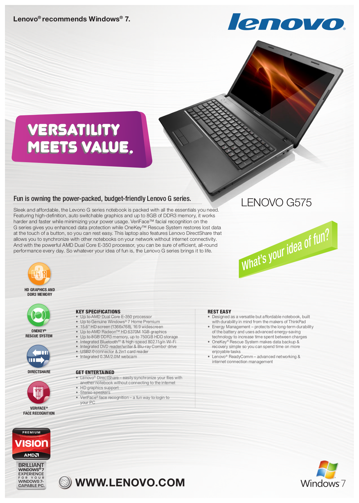 Lenovo IdeaPad G575 User Manual