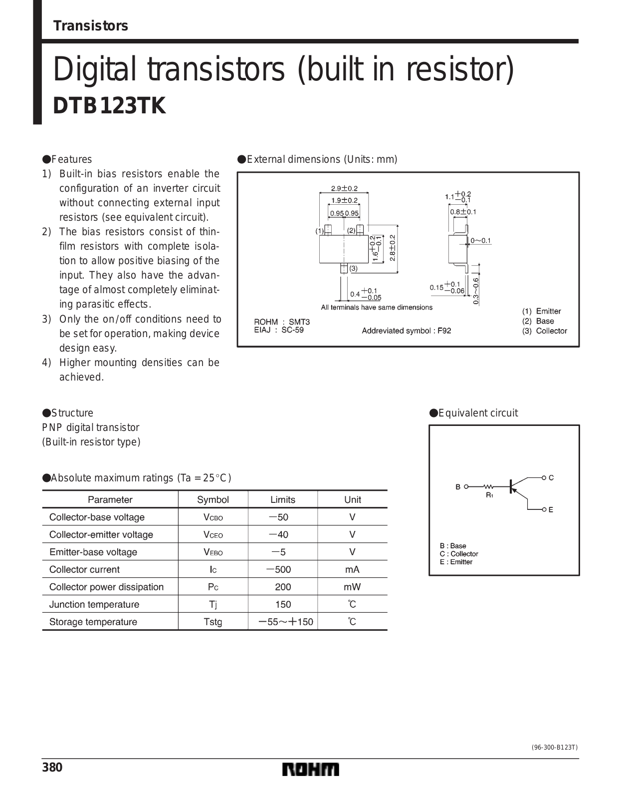 ROHM DTB123TK Datasheet