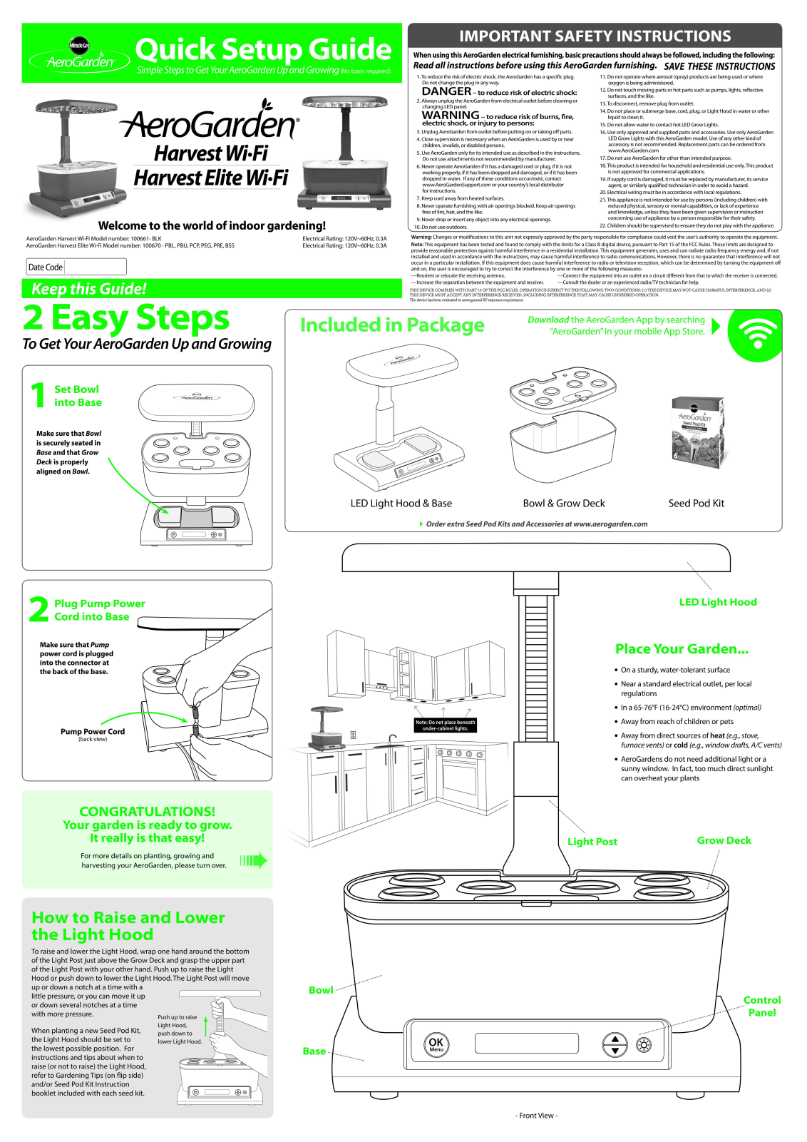 AeroGrow 1006 Users Manual