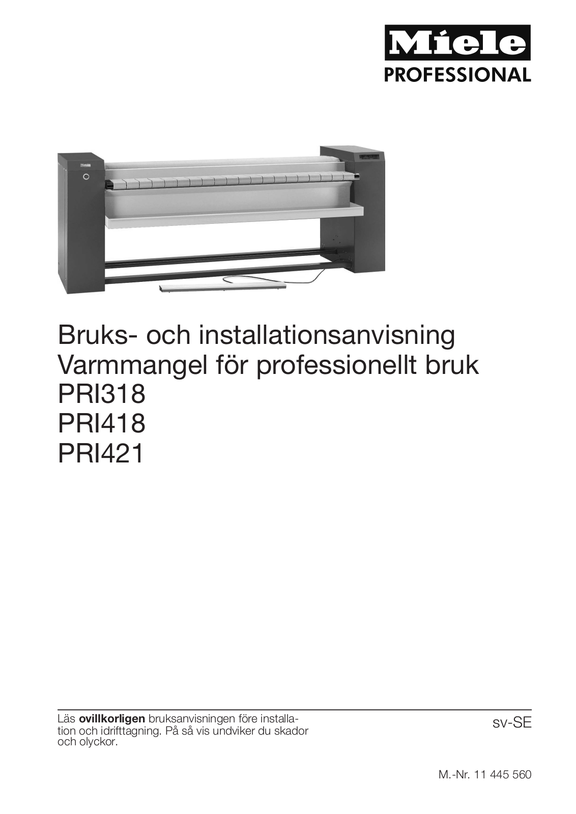 Miele PRI318, PRI418, PRI421 User manual