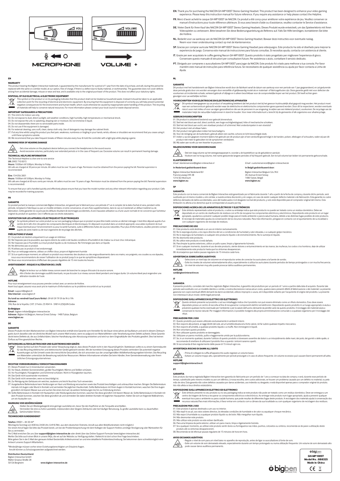 Nacon GH-MP100ST User Manual