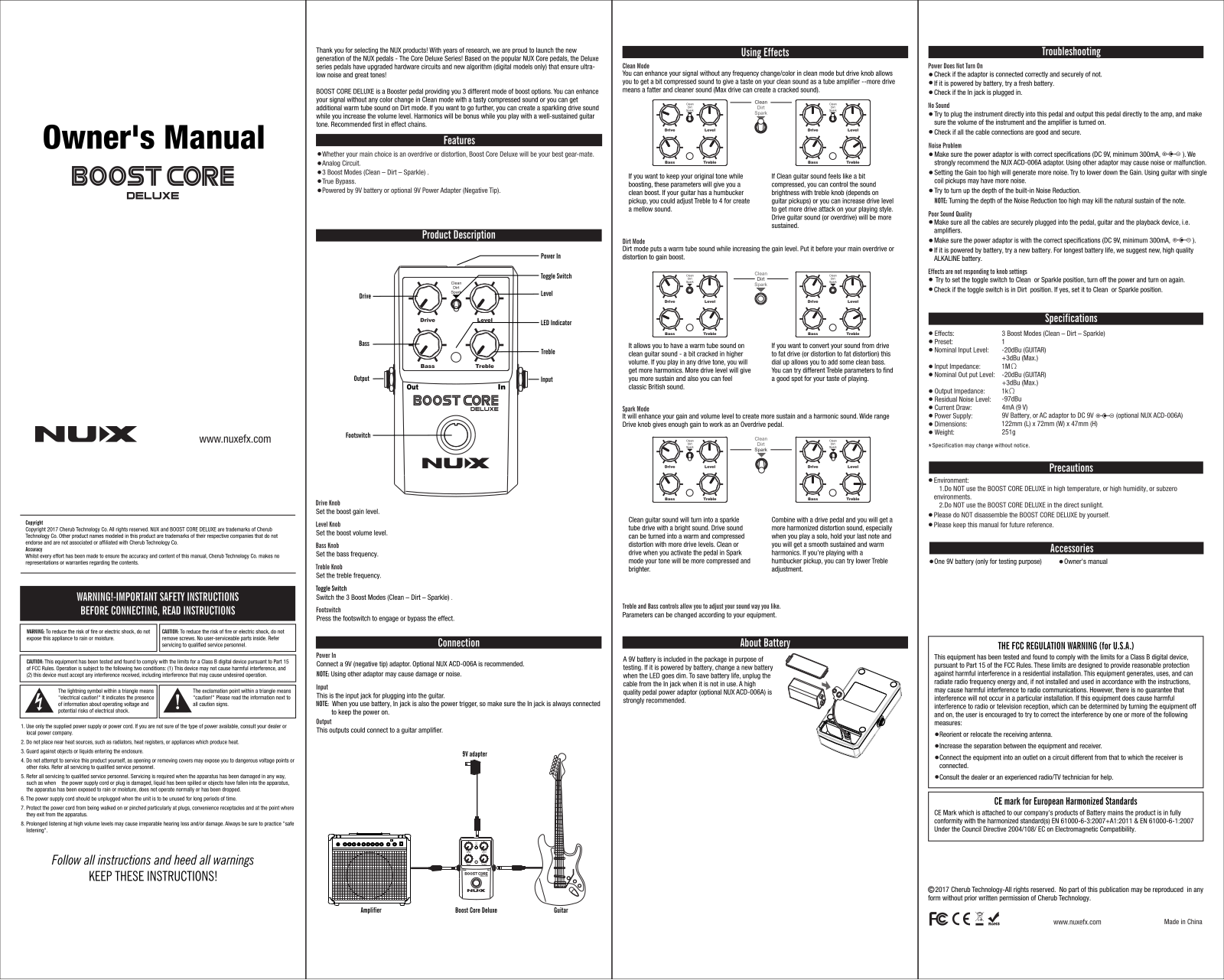 Nux Boost Core Deluxe Owner`s Manual