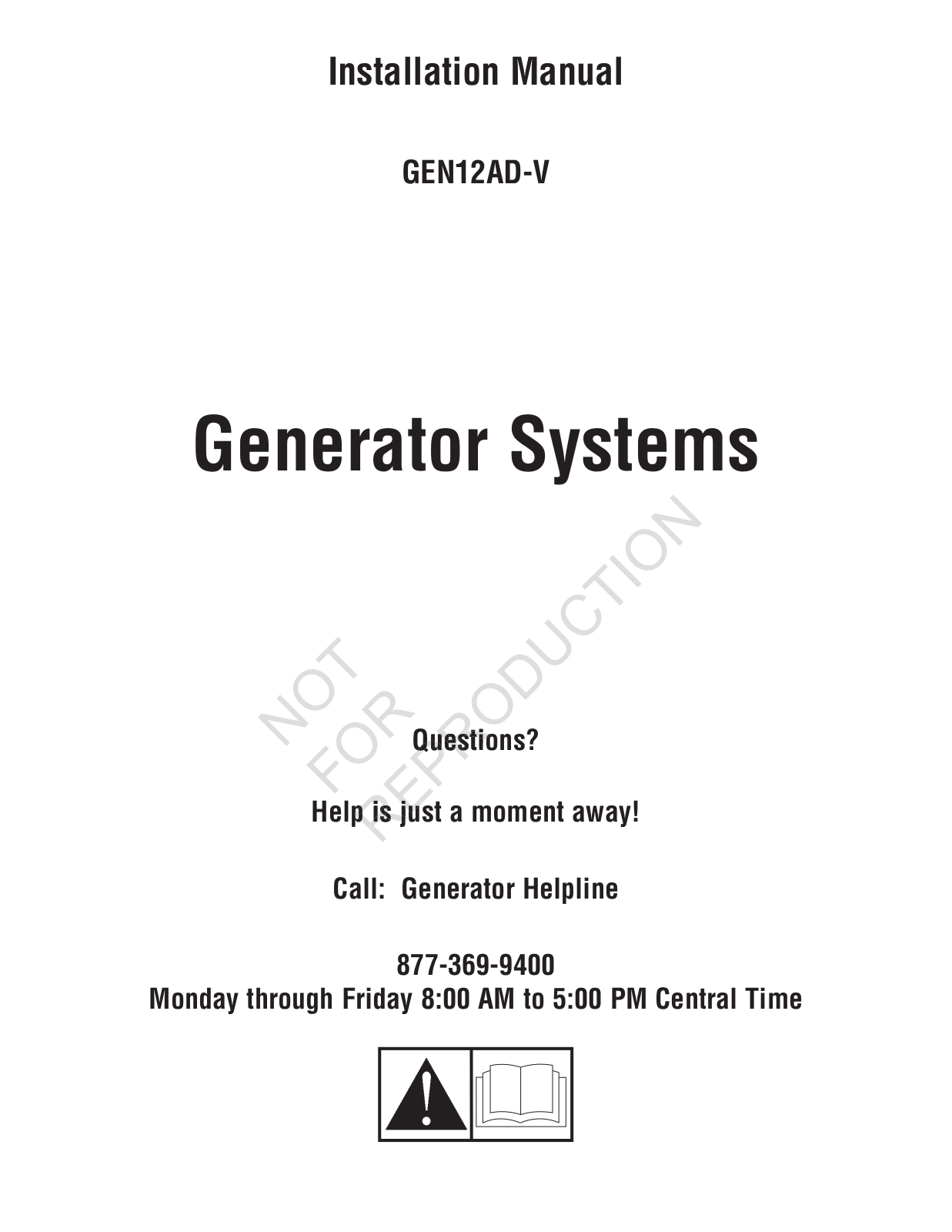 Rheem GEN12AD-V, Generator Systems User Manual