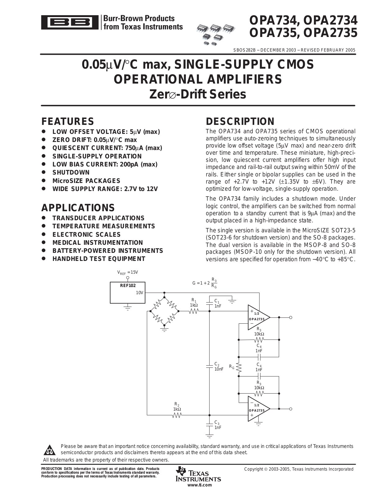 Texas Instruments OPA735, OPA735AIDRG4 Datasheet