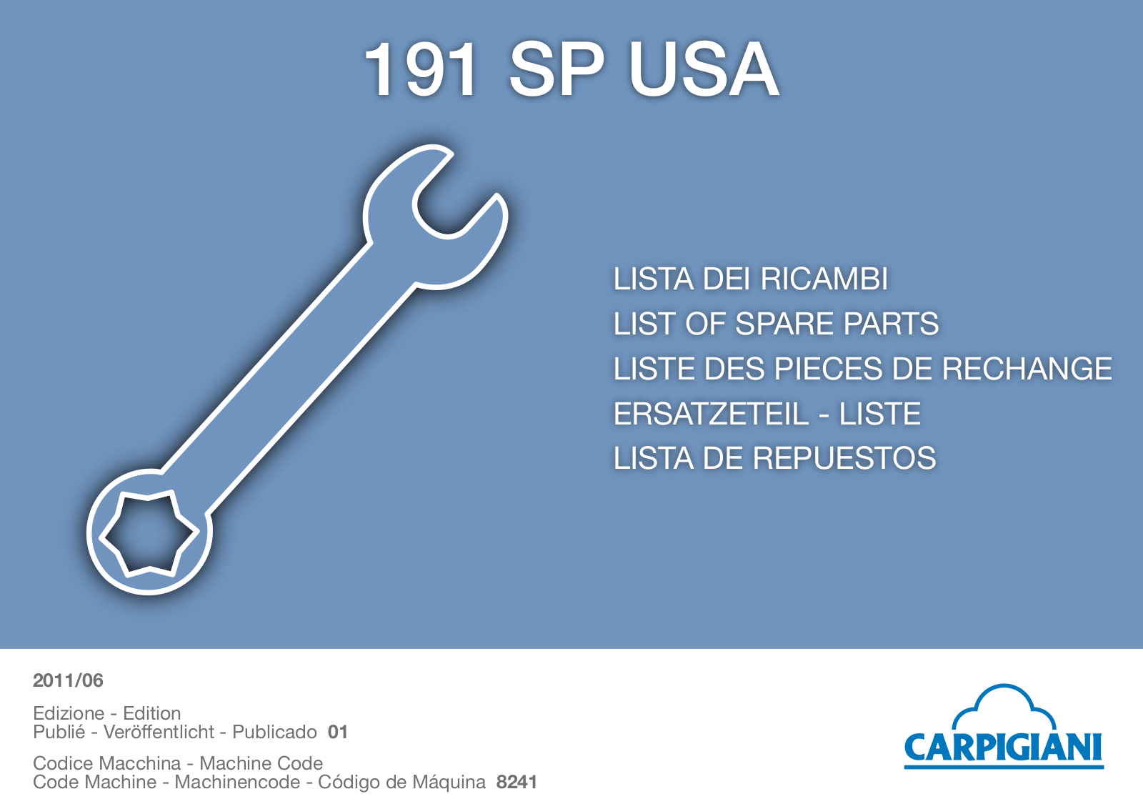 Carpigiani 191 SP USA Parts Manual