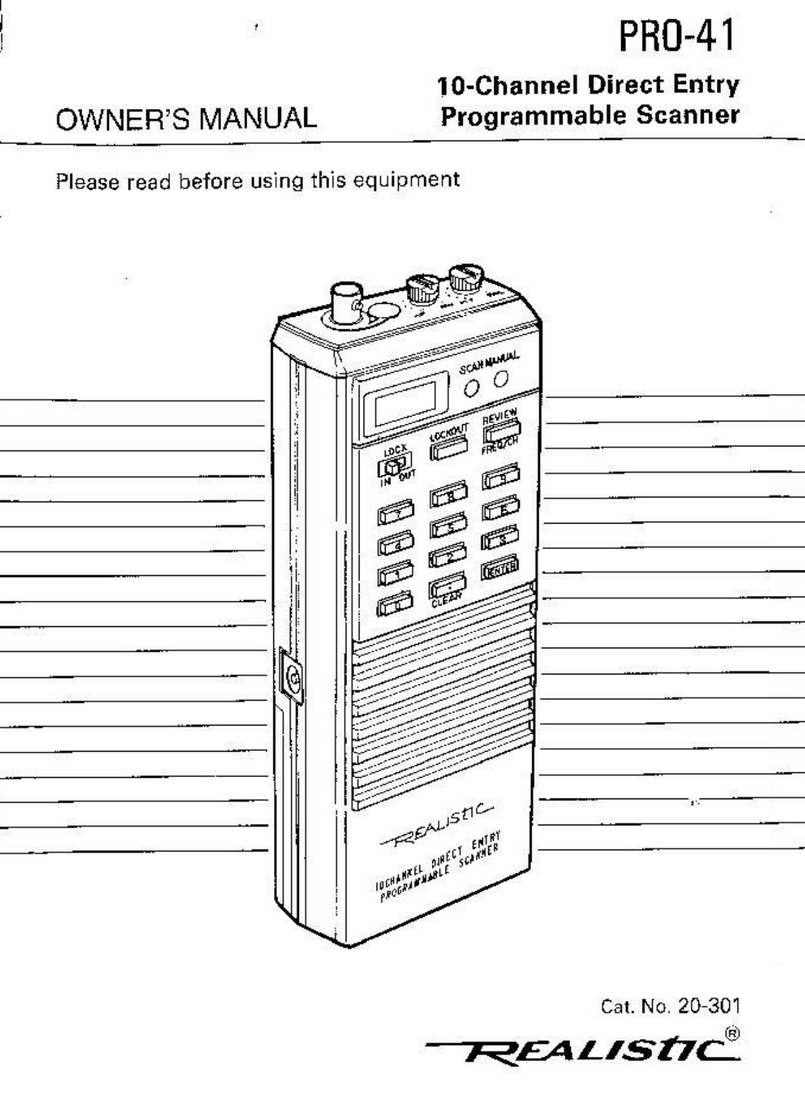 Realistic   RadioShack PRO-41 Owners Manual