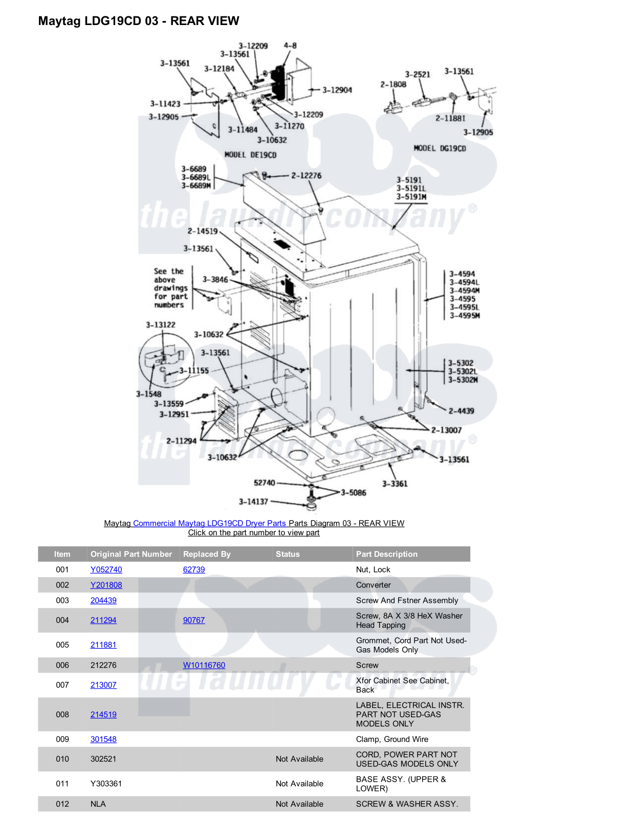 Maytag LDG19CD Parts Diagram