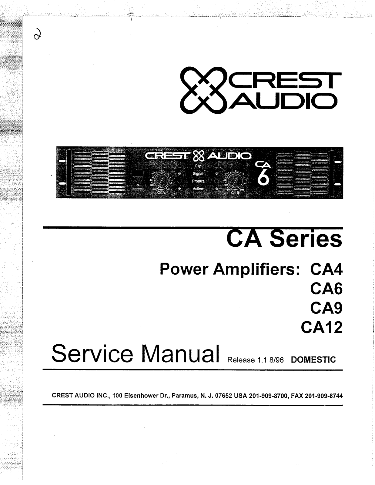 Crest Audio CA4, CA6, CA9, CA12 Service Manual