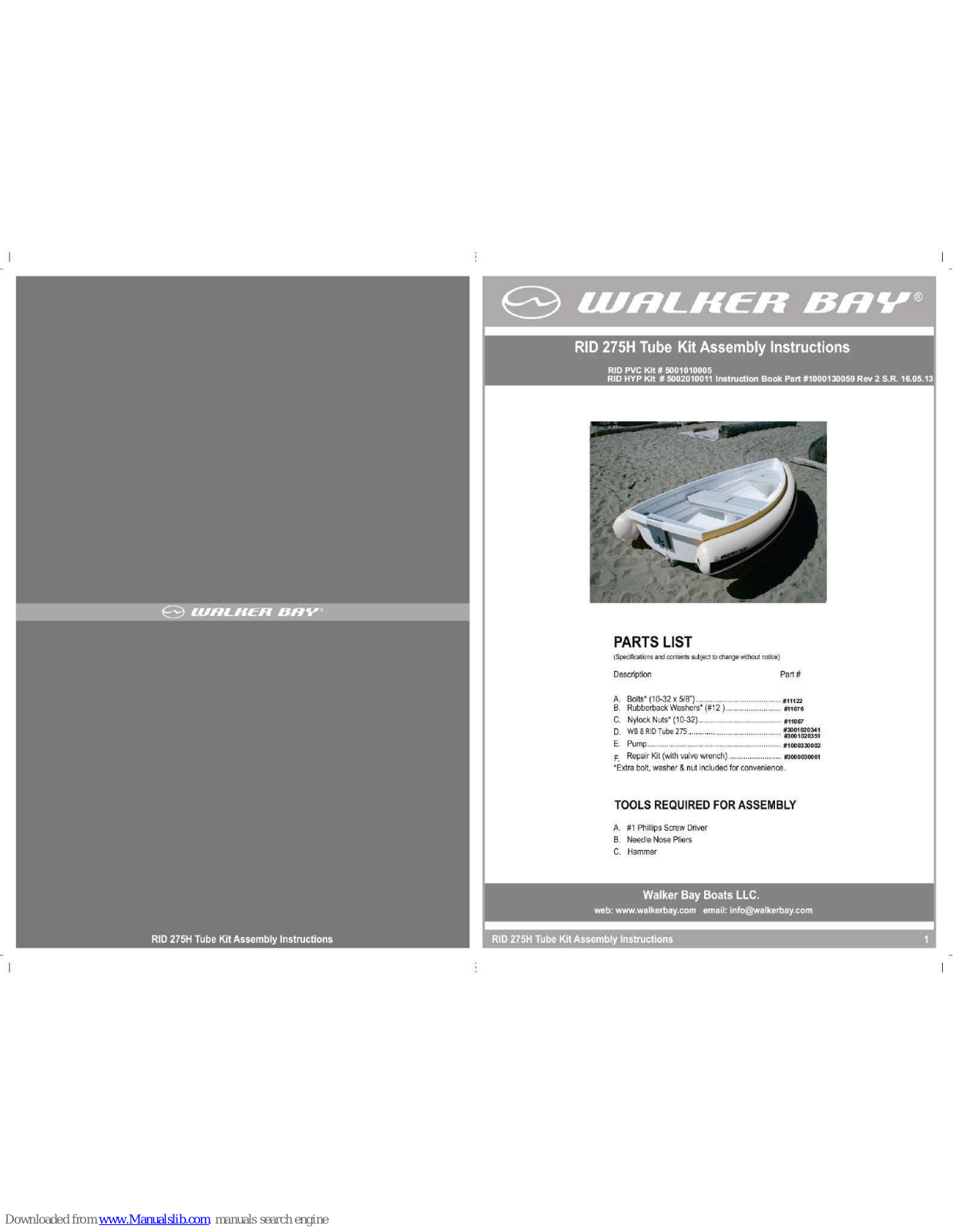 Walker Bay RID 275H Assembly Instructions Manual