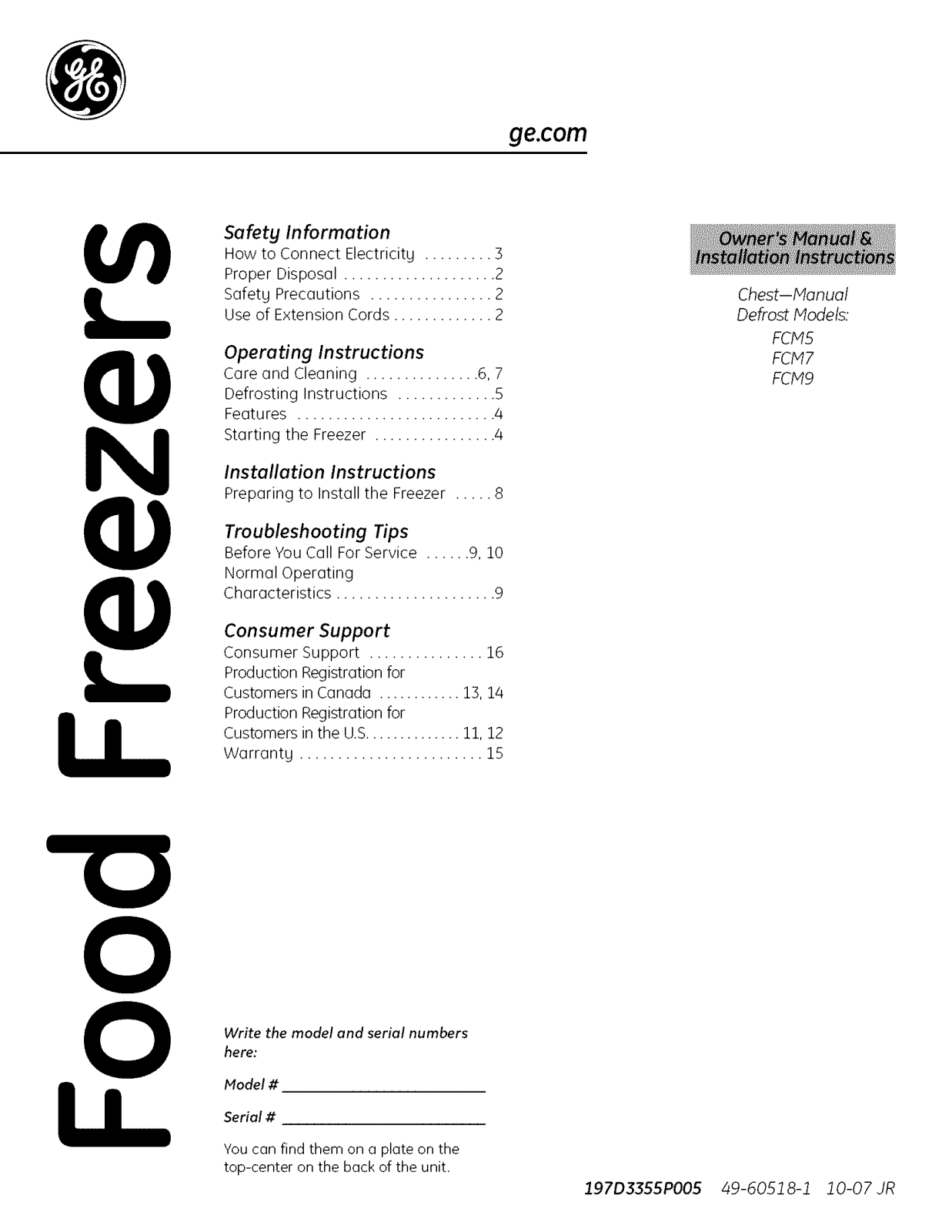 GE FCM7SUHWW, FCM7SUFWW, FCM7SUDWW, FCM7SUCWW, FCM7SUBWW Owner’s Manual - ManualMachine.com